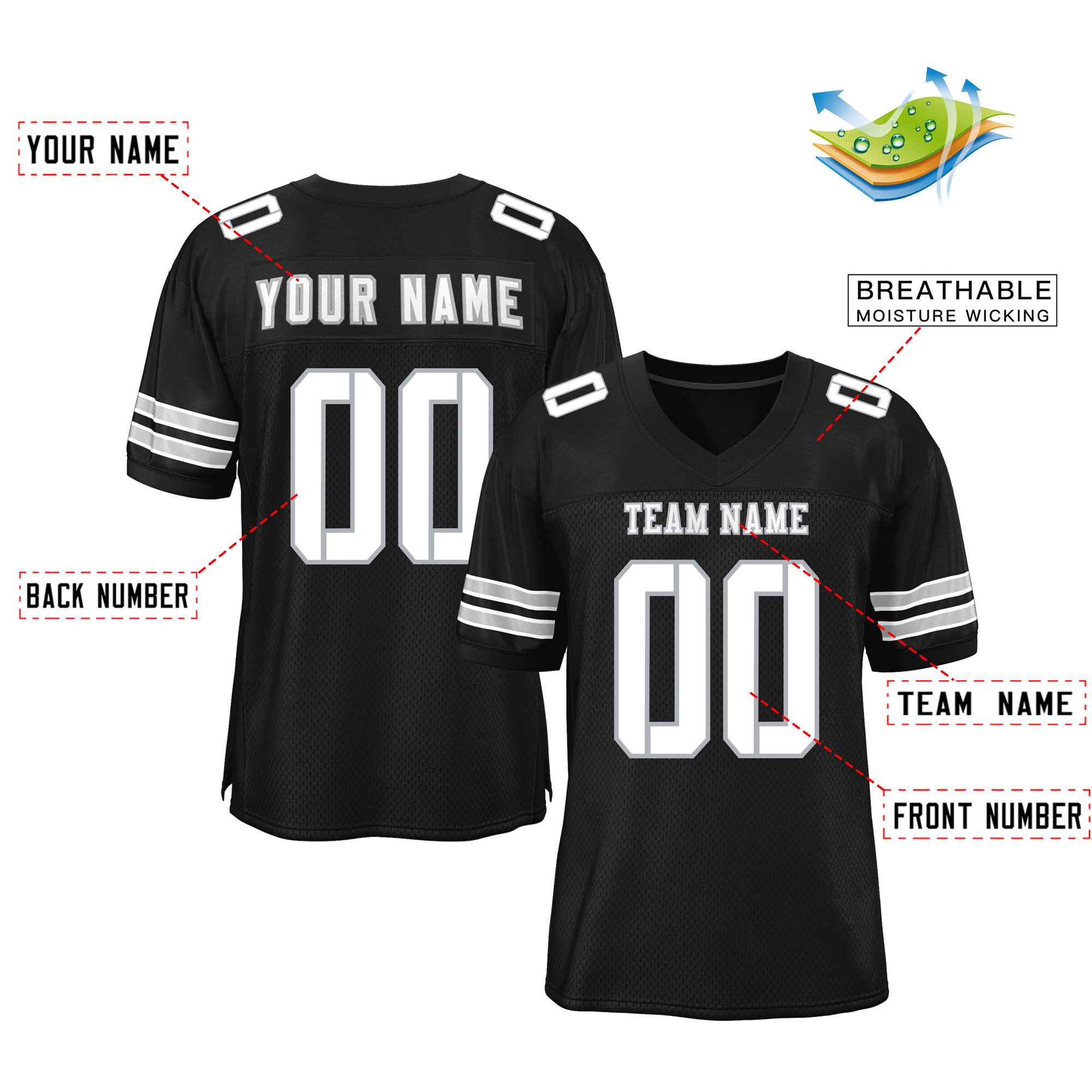 Maßgeschneidertes authentisches Mesh-Fußballtrikot im klassischen Stil