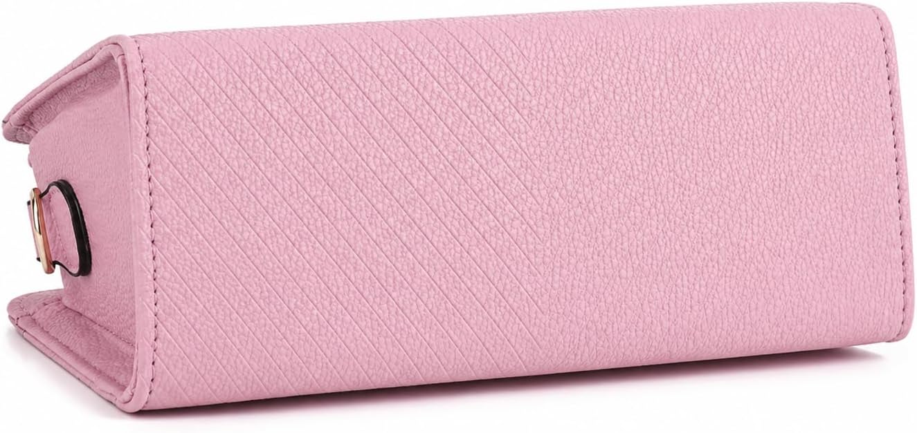Women's Quilted Top Handle Satchel Bag Deer Charm Pink Women's Quilted Top Handle Satchel Bag Deer Charm Pink
