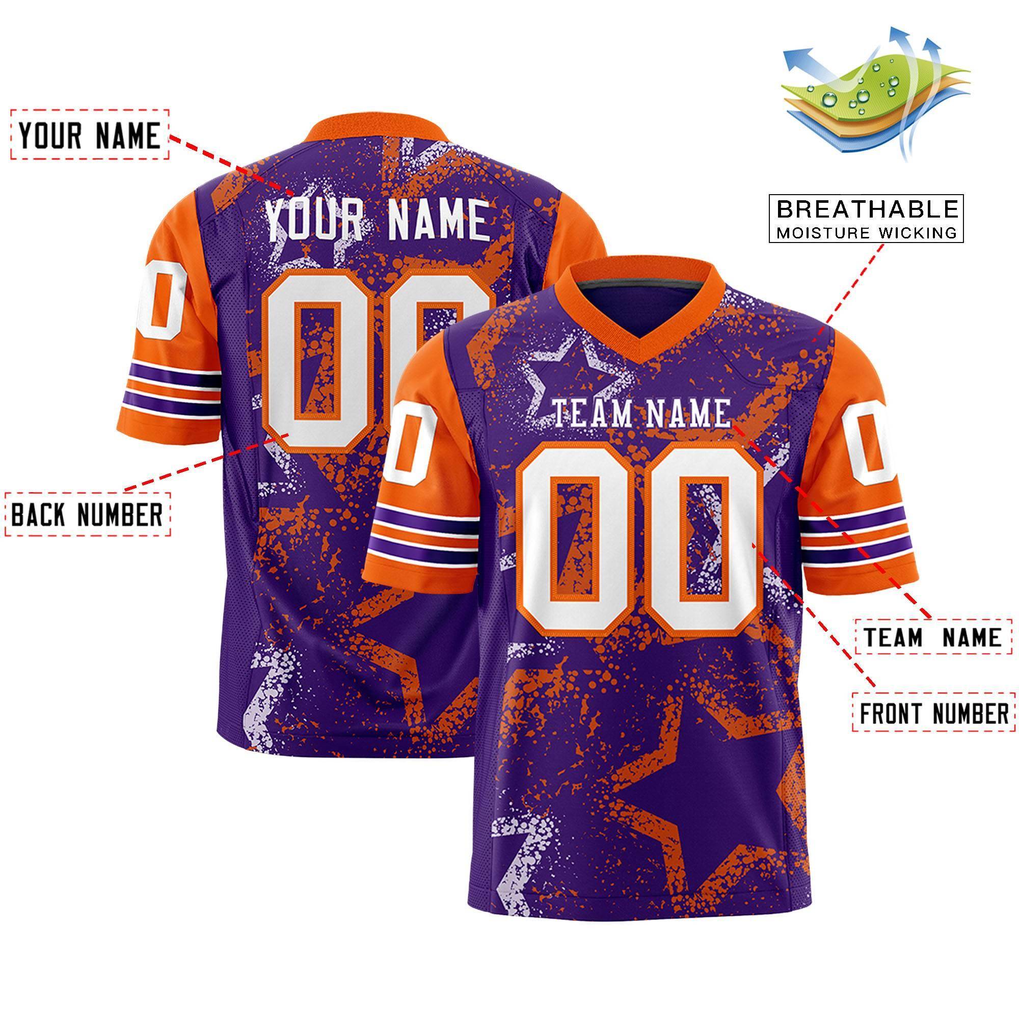 Individuell personalisiertes, authentisches Fußballtrikot mit Sternmuster-Design Individuell personalisiertes, authentisches Fußballtrikot mit Sternmuster-Design