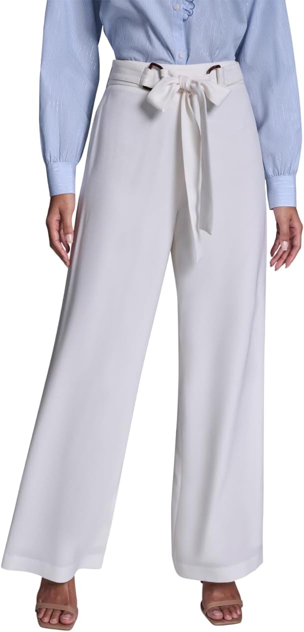 Womens Straight Leg Pant with D Ring and Tie Belt