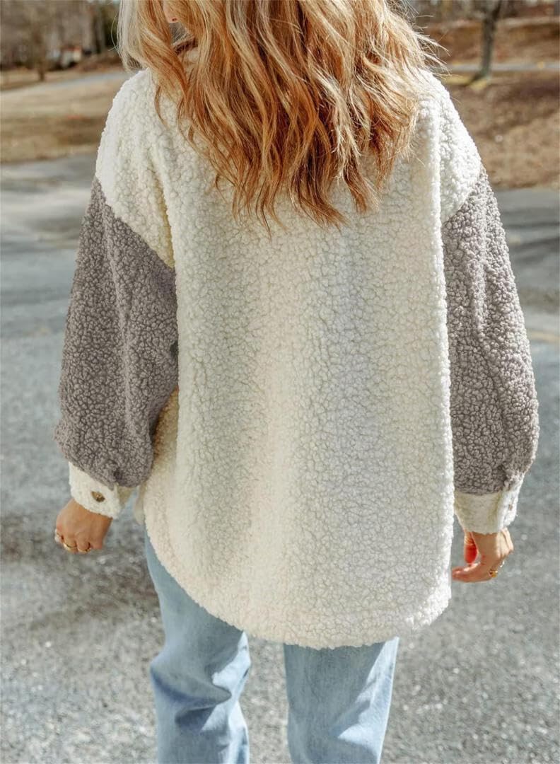Women's Fashion Winter Coat Sherpa Fleece Faux Fur Shearling Oversized Jackets Warm Outerwear