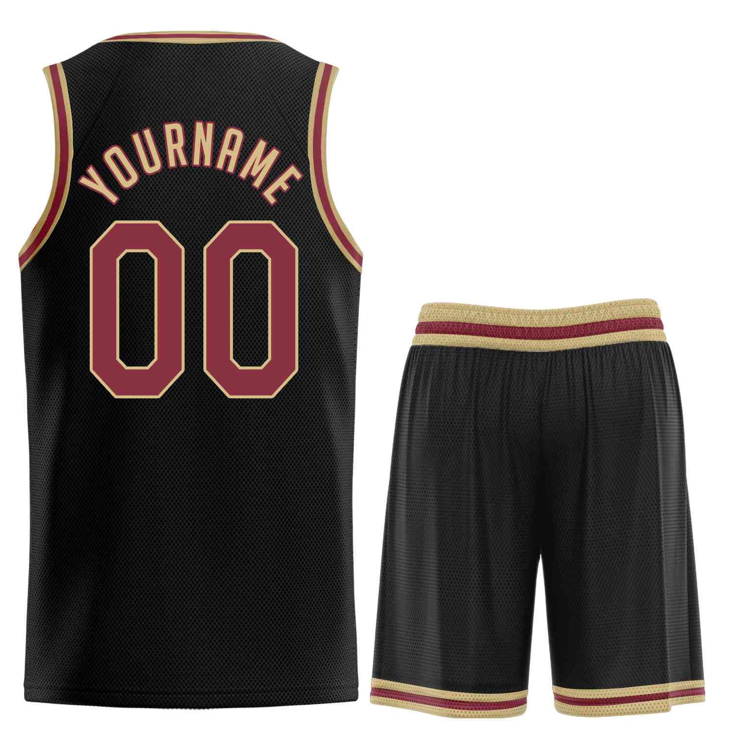 Benutzerdefinierte schwarze, kastanienbraune und altgoldene klassische Sets für Sportuniform-Basketballtrikots Benutzerdefinierte schwarze, kastanienbraune und altgoldene klassische Sets für Sportuniform-Basketballtrikots
