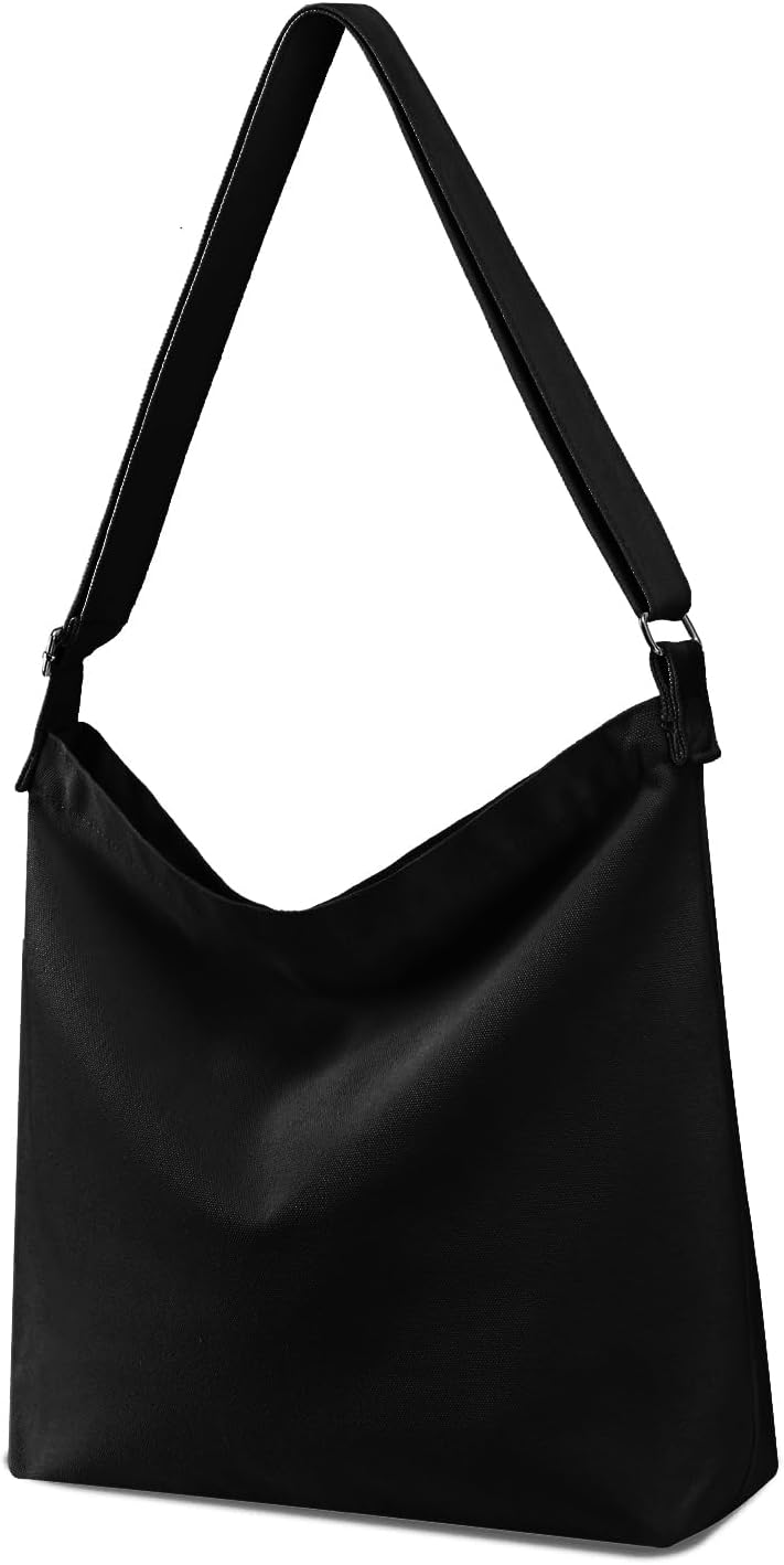Women's Black Canvas Hobo Bag Casual Crossbody Tote