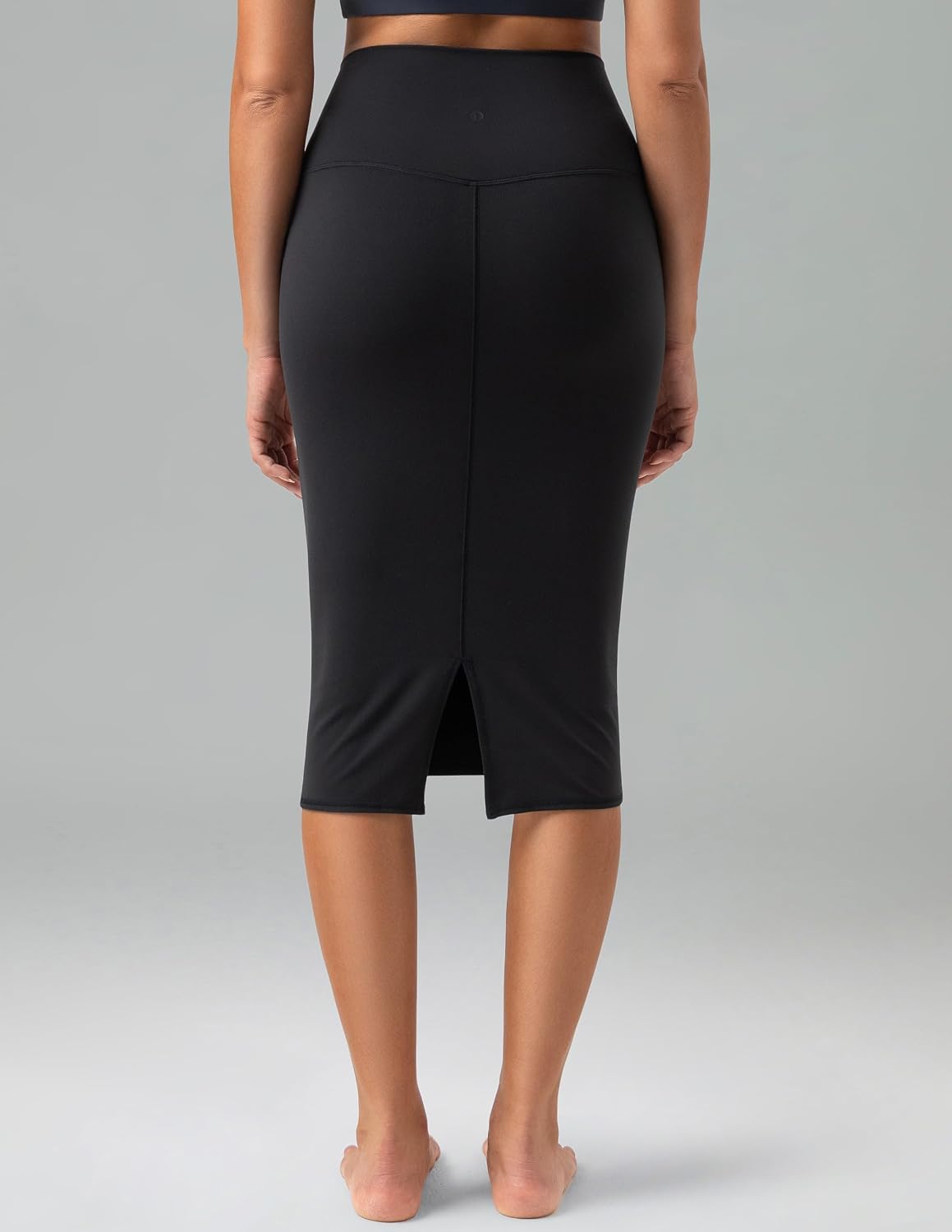 Women's Midi Pencil Skirt High Waist Stretch Black