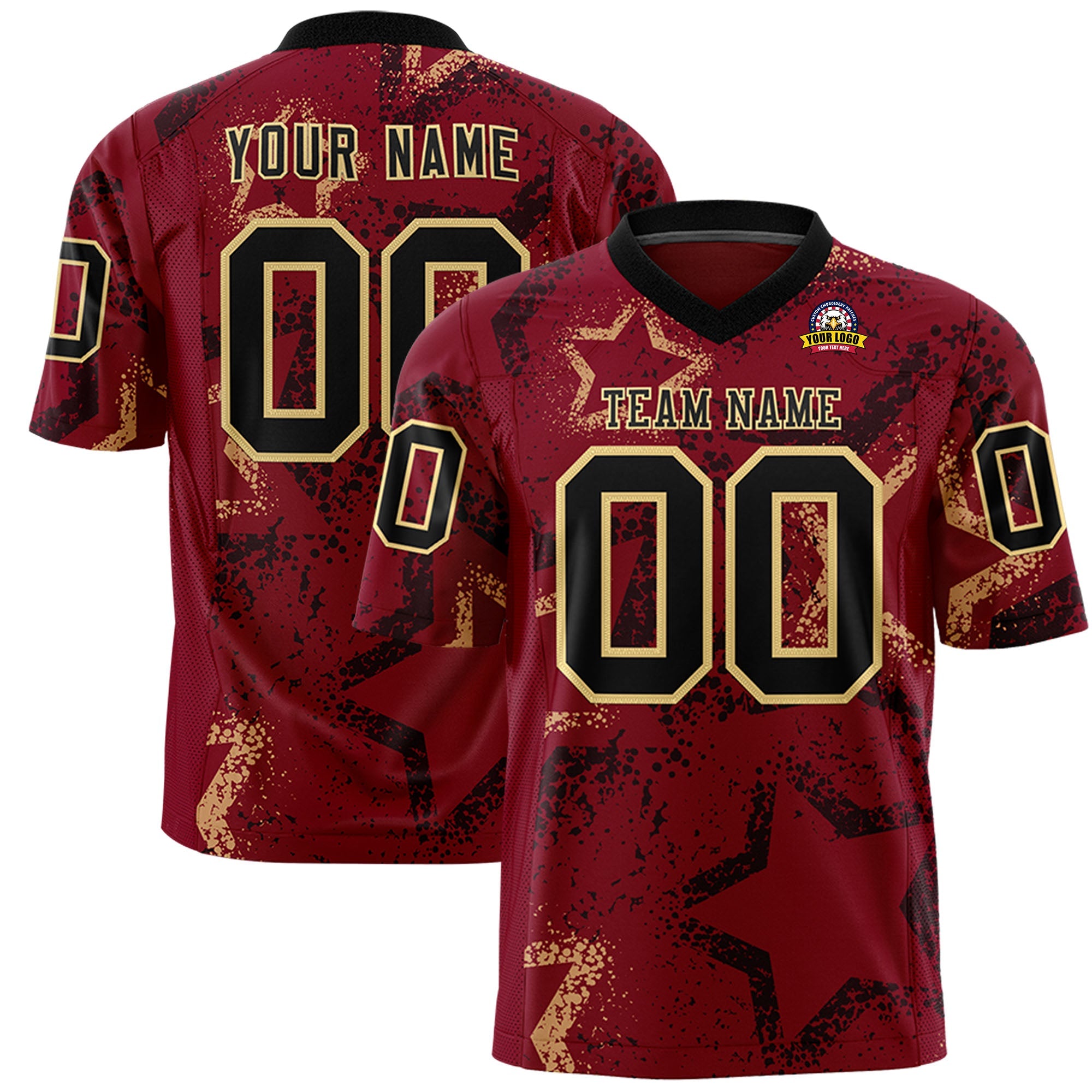 Individuell personalisiertes, authentisches Fußballtrikot mit Stern-Graffiti-Muster