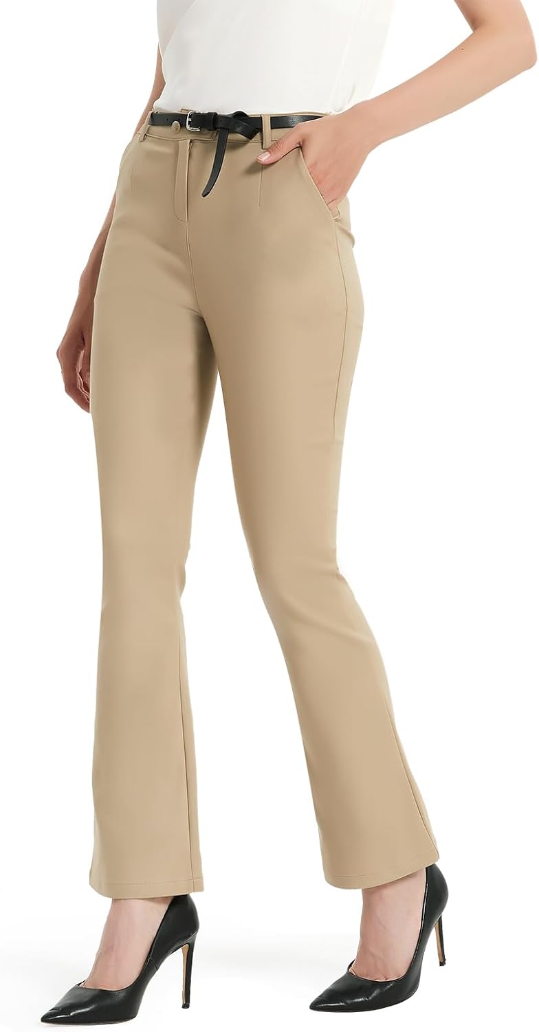 Womens Flare Dress Pants High Waisted Straight Leg Petite Work Office Slacks Professional for Women