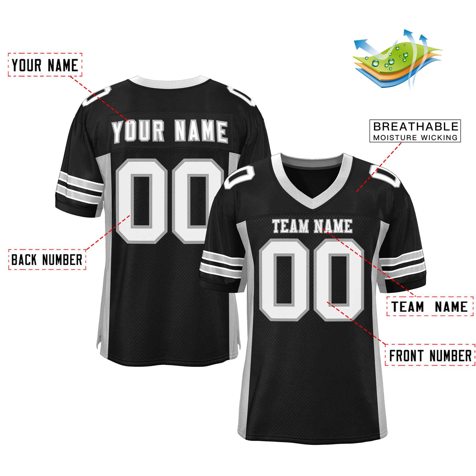 Authentisches Mesh-Fußballtrikot mit individuellem Einsatz und Farbdesign
