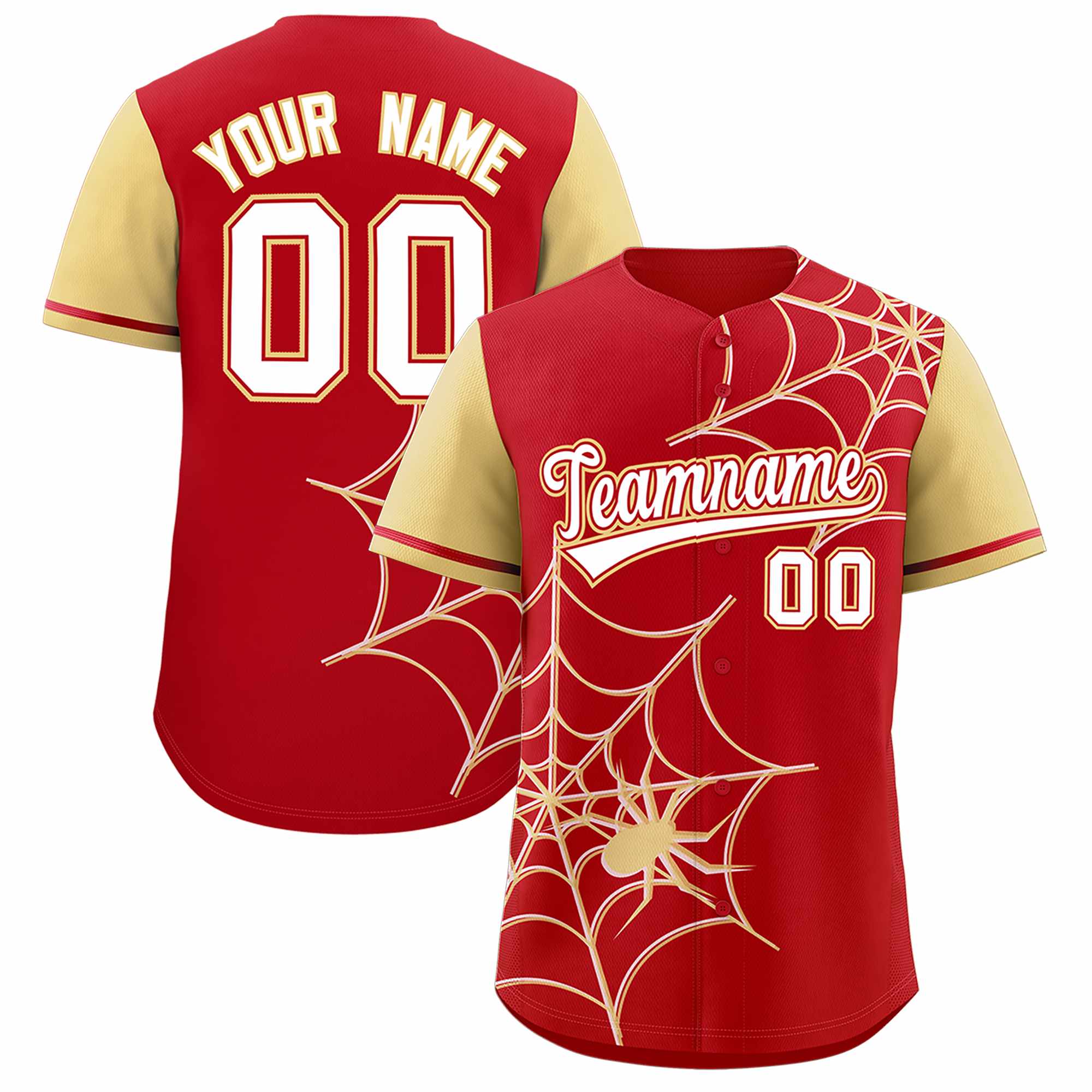 Benutzerdefiniertes Spinnennetz-Muster, Raglanärmel, authentisches Baseball-Trikot