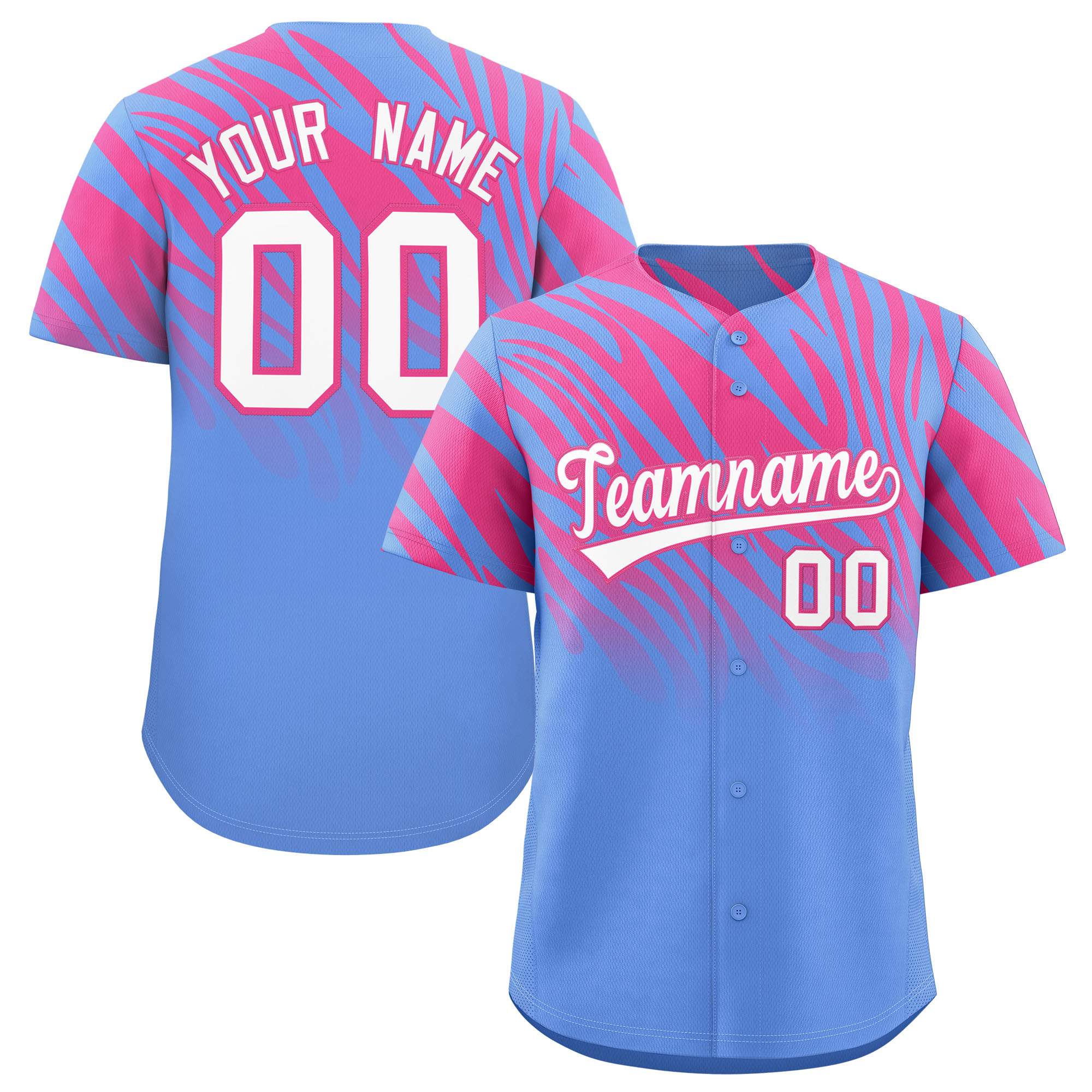 Benutzerdefiniertes Team-Shirt mit Tiger-Streifen und Farbverlauf und Tierdruck, Baseball-Trikot