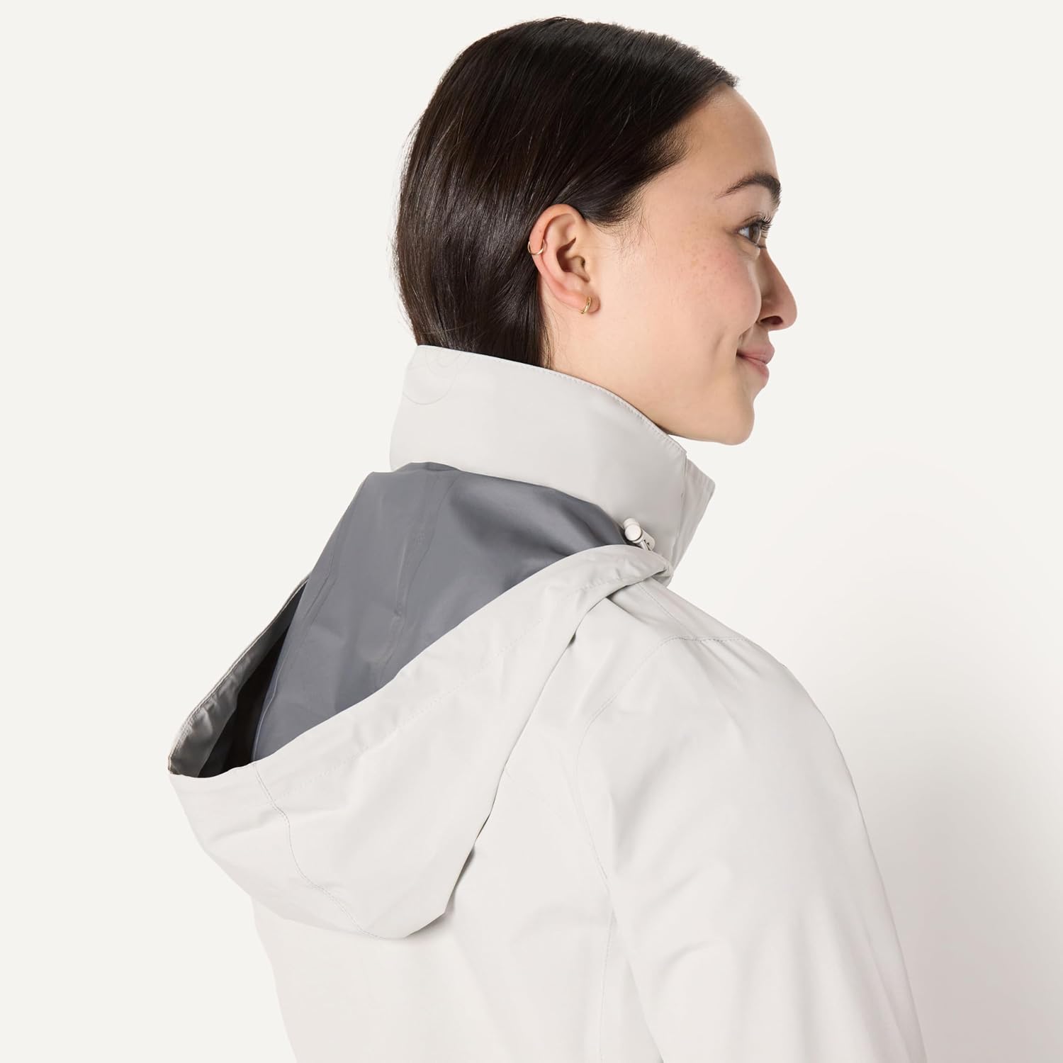 Women's Waterproof Hooded Rain Jacket Eggshell White