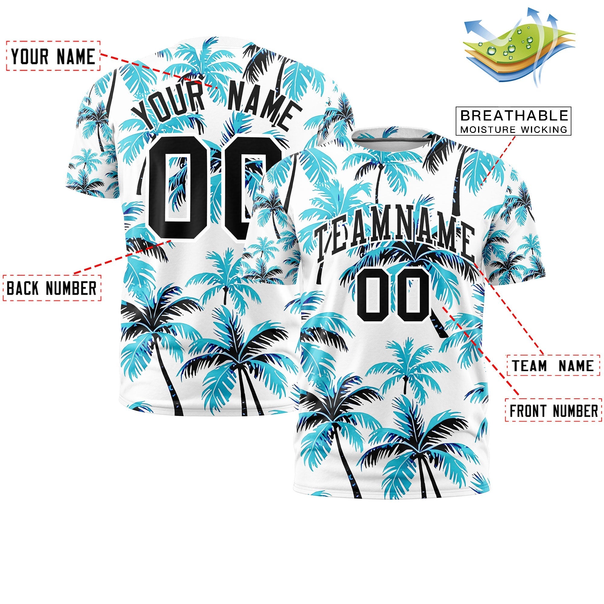 Benutzerdefiniertes T-Shirt im hawaiianischen Stil mit Graffiti-Muster
