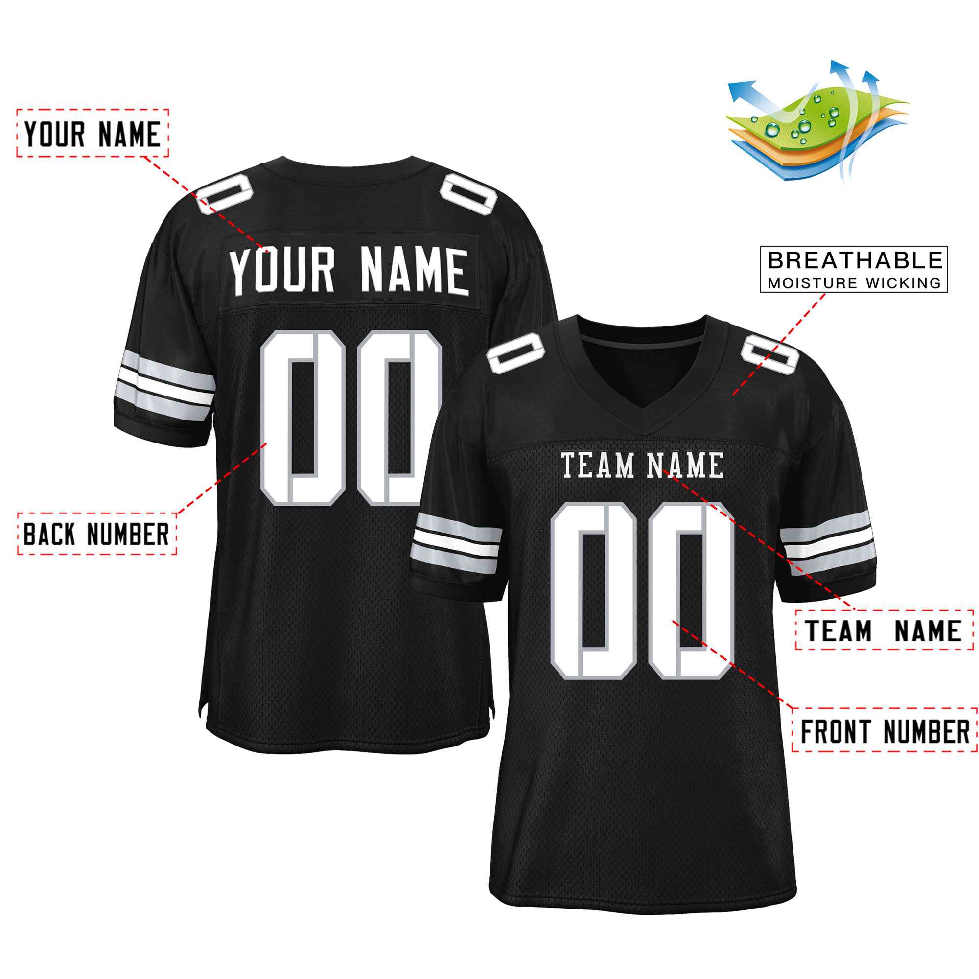 Maßgeschneidertes authentisches Mesh-Fußballtrikot im klassischen Stil