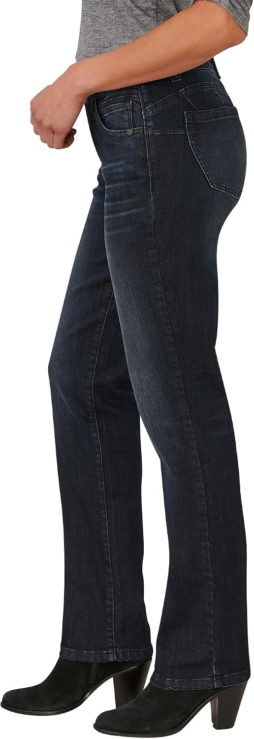 Women's Mid Rise Straight Leg Jeans Dark Wash