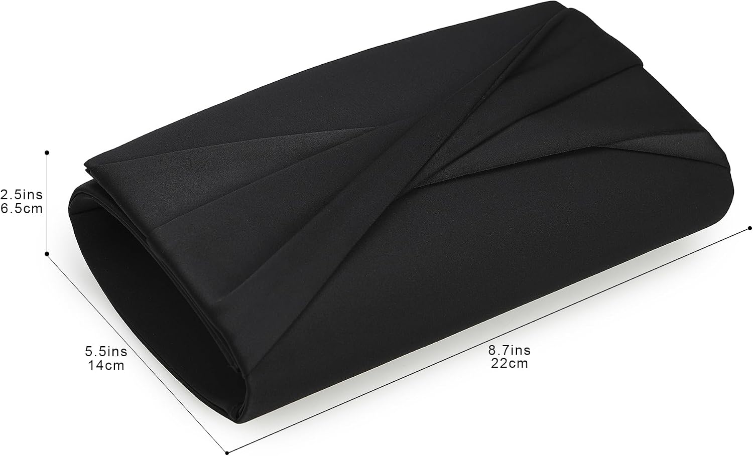 Women's Black Satin Knot Clutch with Detachable Chain Strap
