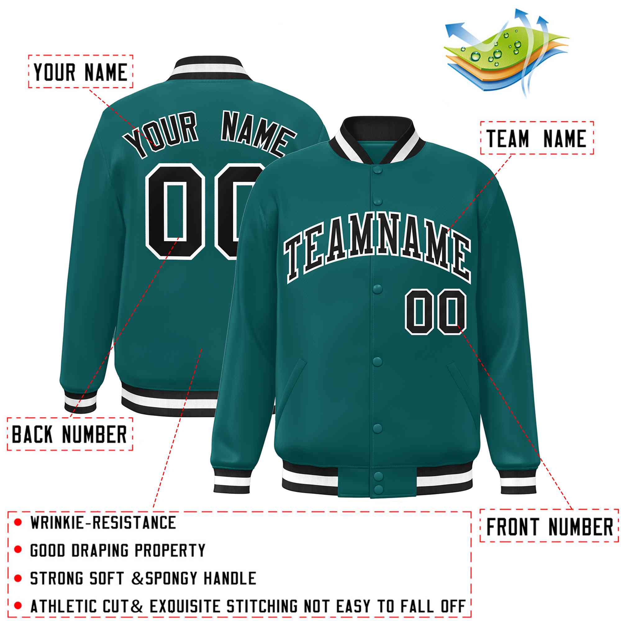 Custom Classic Style Varsity Full-Snap Letterman Jacket