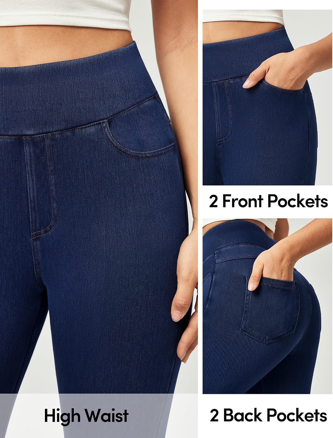 Women's High Waist Capri Jeans Dark Wash Pull On Women's High Waist Capri Jeans Dark Wash Pull On