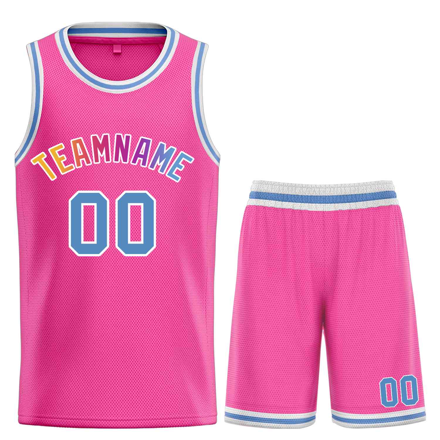 Benutzerdefinierte rosa puderblau-weiße klassische Sets Bull-Basketball-Trikot