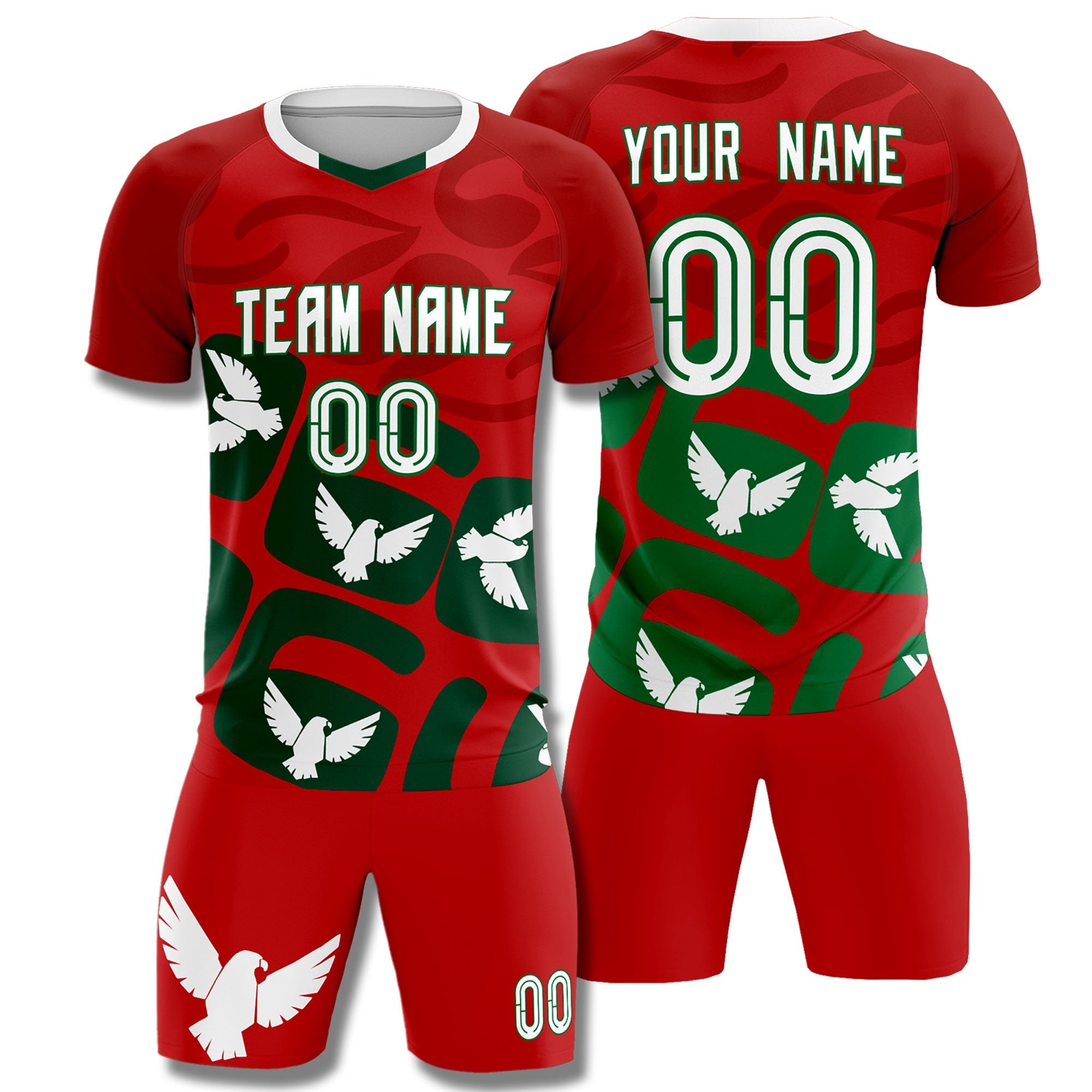 Maßgeschneidertes, von der Weltmeisterschaft inspiriertes, leichtes Graffiti-Muster-Fußballtrikot mit rotem Mexiko-Adler