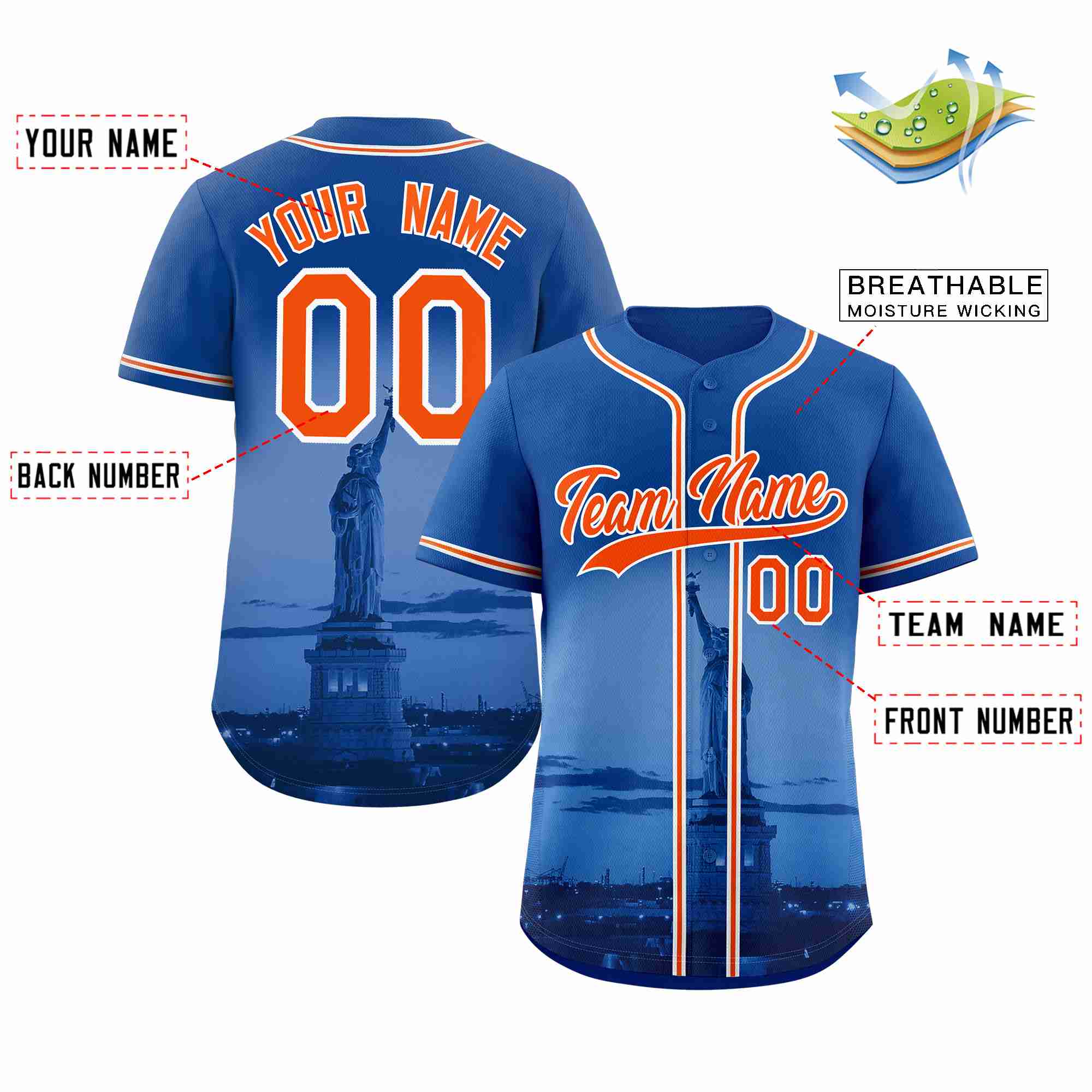 Benutzerdefiniertes New York City Skyline Baseball-Trikot
