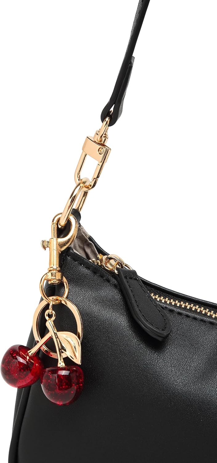 Women's PU Crescent Shoulder Bag Cherry Charm Pink