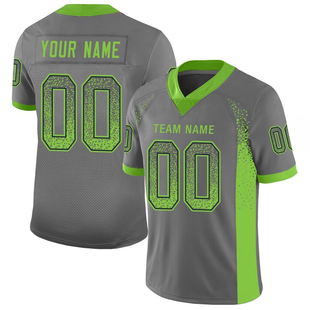 Benutzerdefiniertes authentisches Drift Fashion Mesh-Fußballtrikot in Neongrün und Marineblau