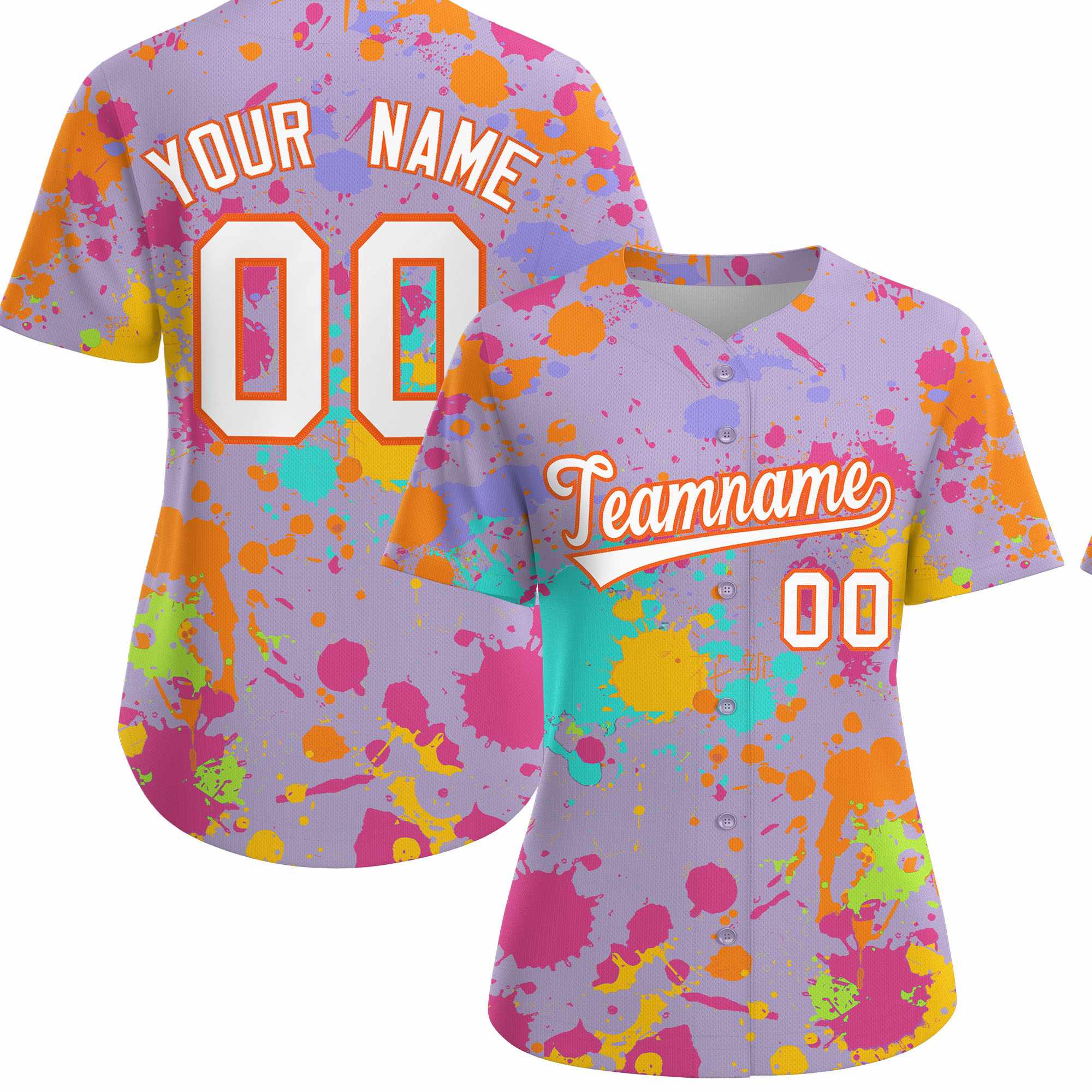 Benutzerdefiniertes hellviolettes Graffiti-Mode-Baseball-Trikot für Damen