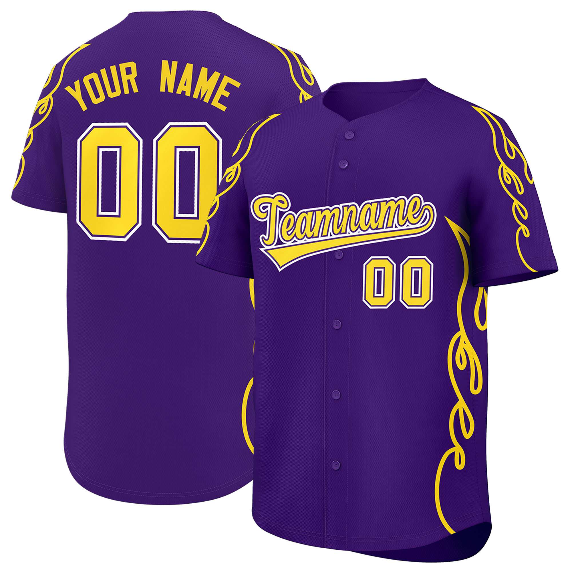 Benutzerdefiniertes Baseball-Trikot mit Seitenflammen-Umrissmuster für Sportuniformen