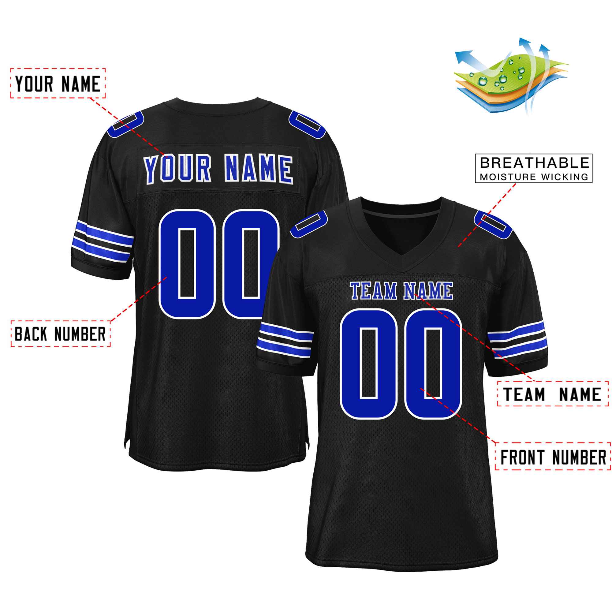 Maßgeschneidertes authentisches Mesh-Fußballtrikot im klassischen Stil