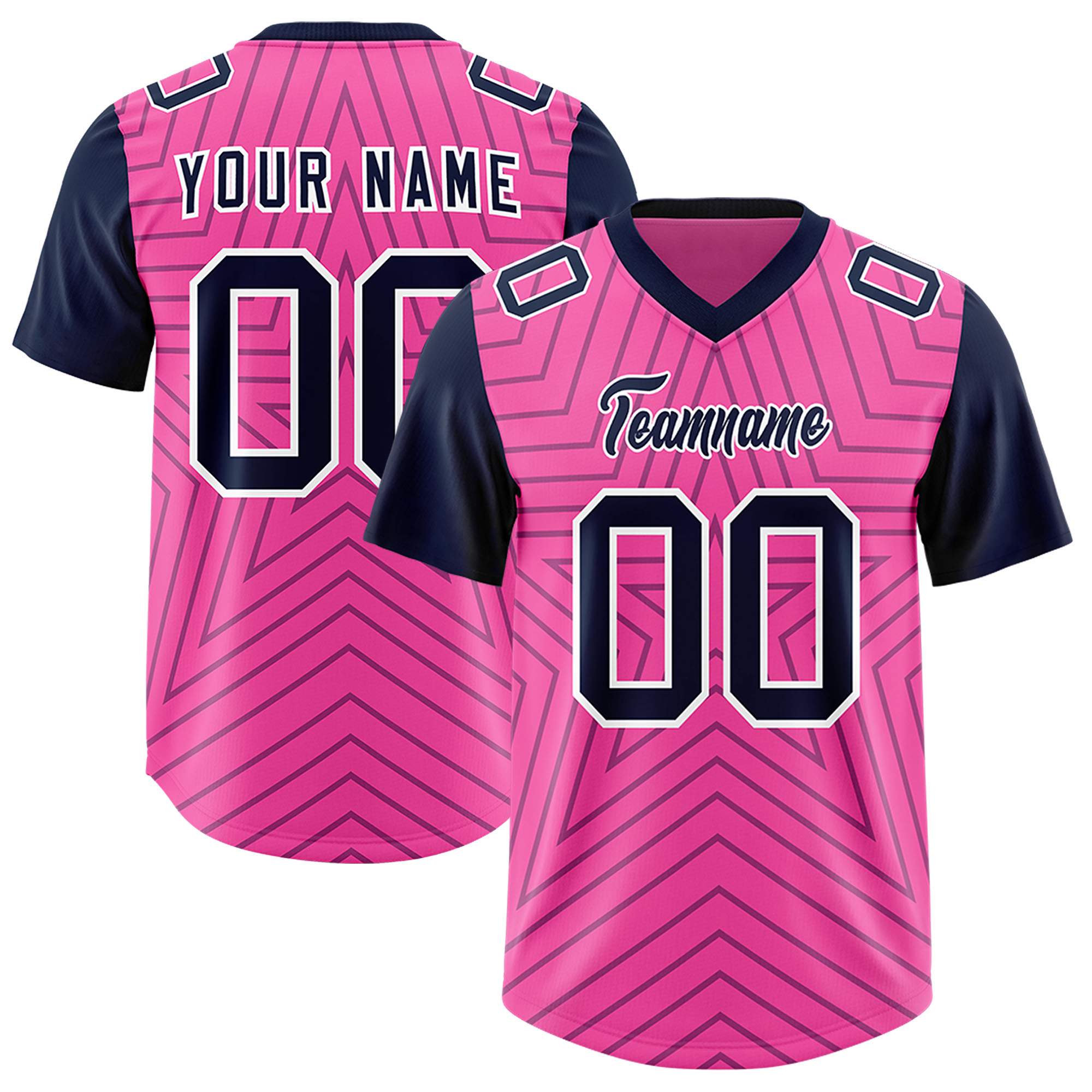 Individuell personalisiertes, authentisches Fußballtrikot mit Raglanärmeln und Sternenmuster