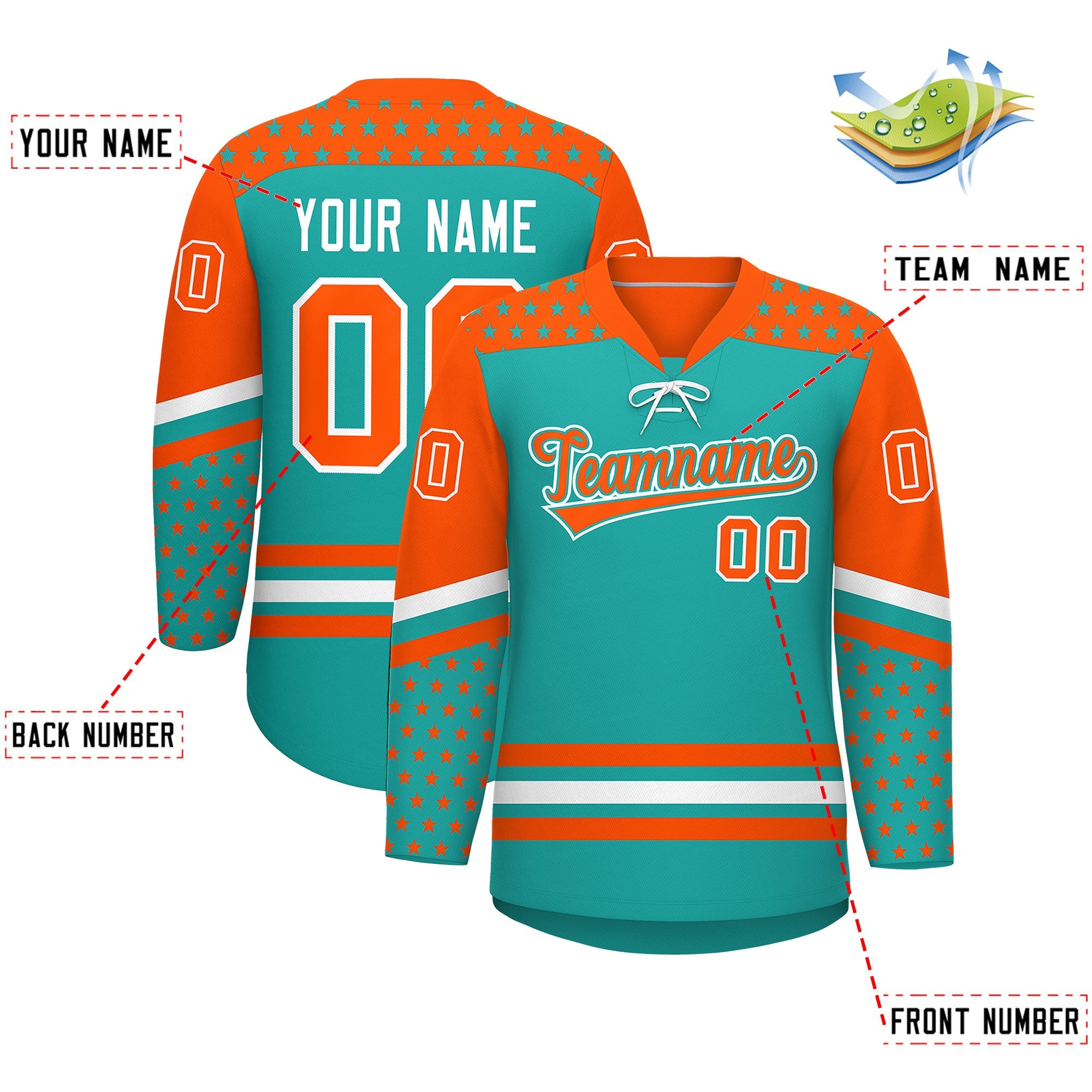 Custom Star Series Personalization Lace-Up Neck Hockey Jersey