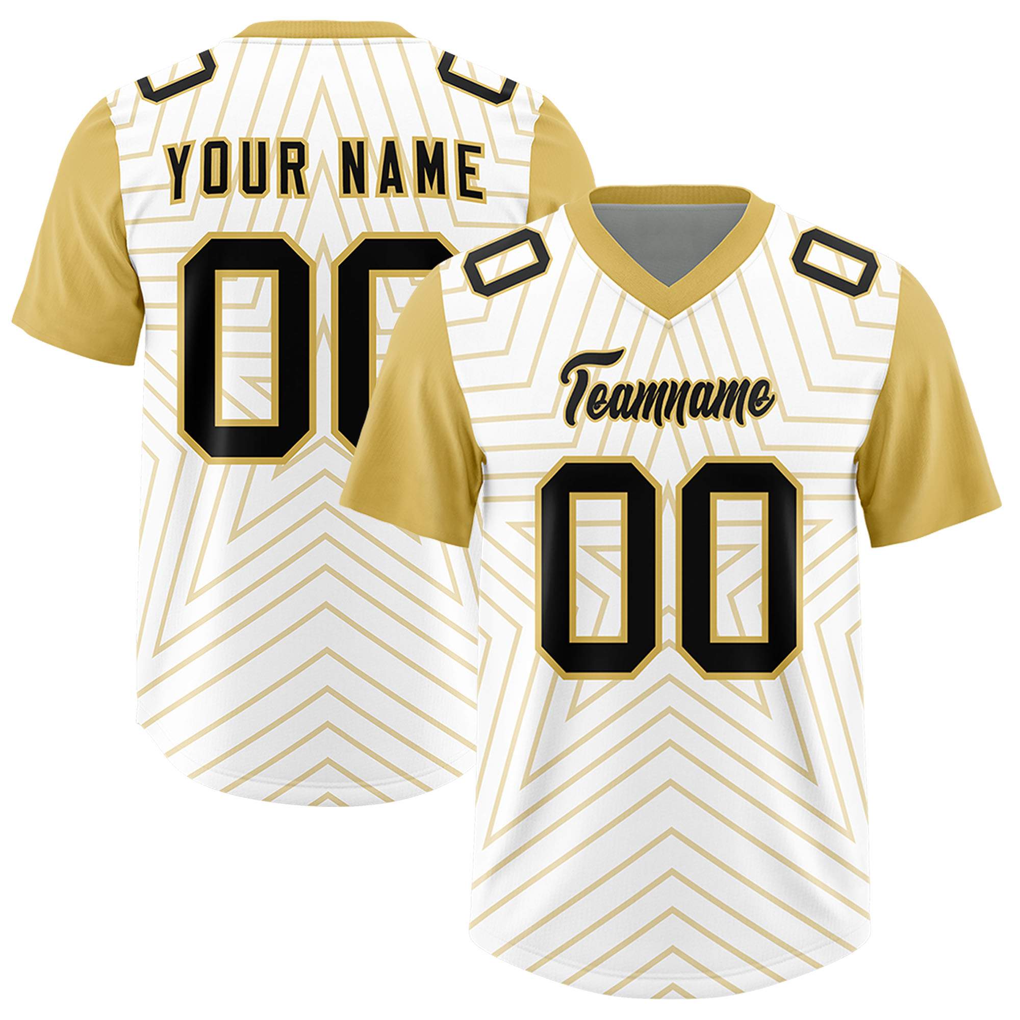 Individuell personalisiertes, authentisches Fußballtrikot mit Raglanärmeln und Sternenmuster