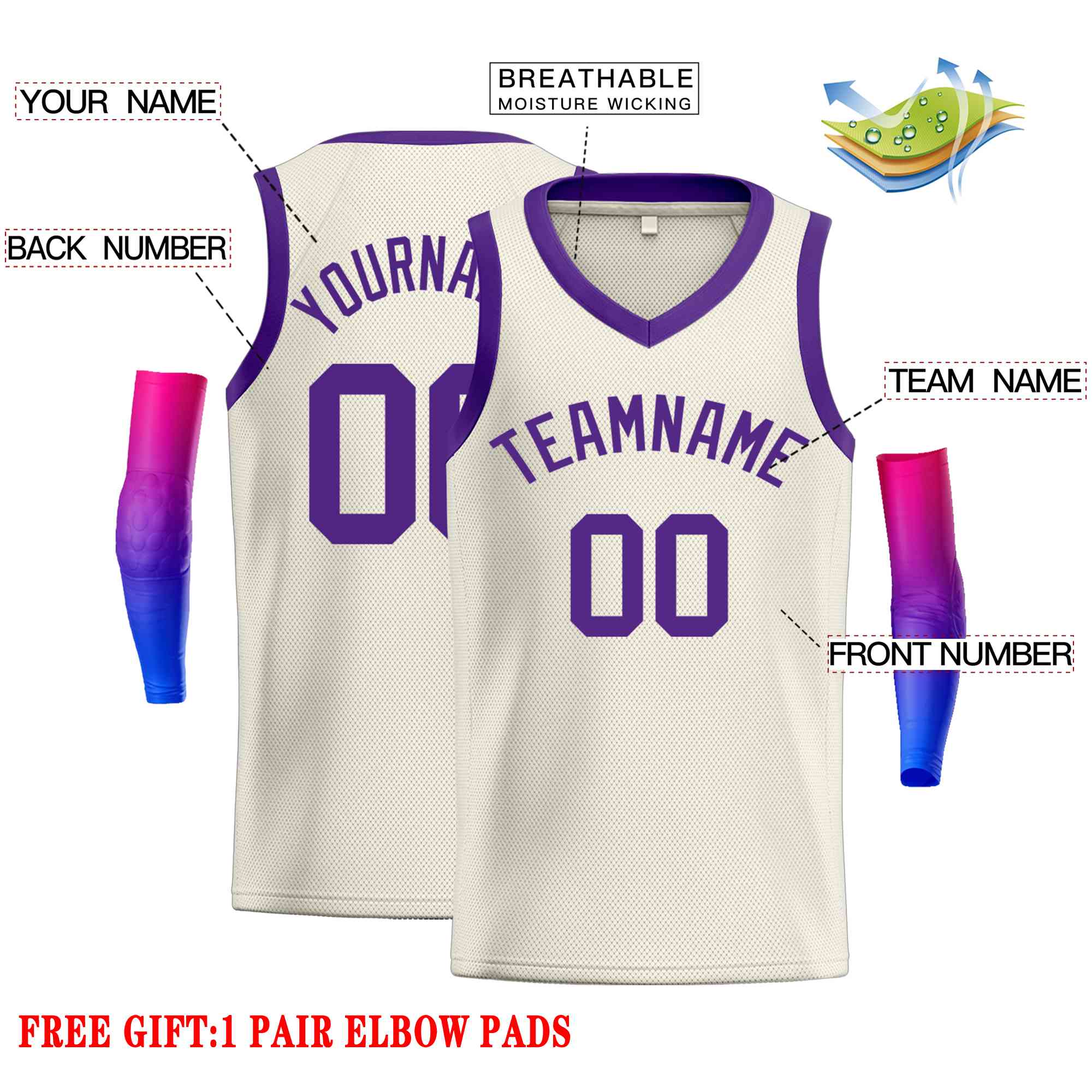 Benutzerdefiniertes Purple-Classic Tops Herren-Freizeit-Basketballtrikot