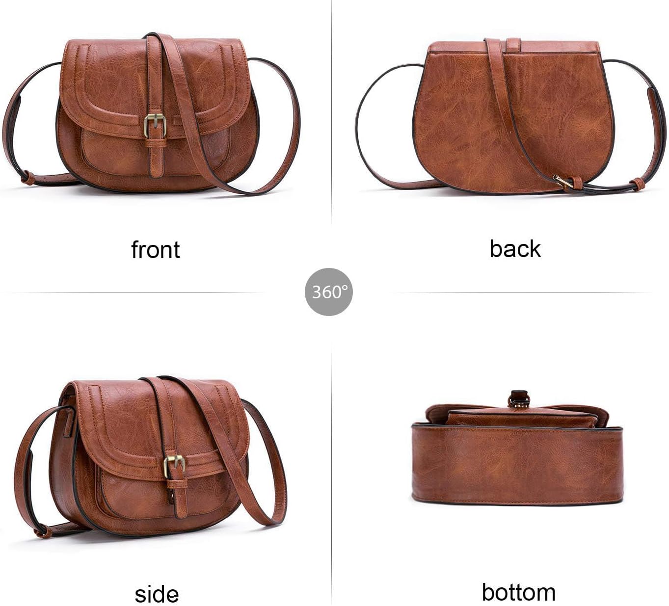 Women's Vegan Leather Saddle Crossbody Bag