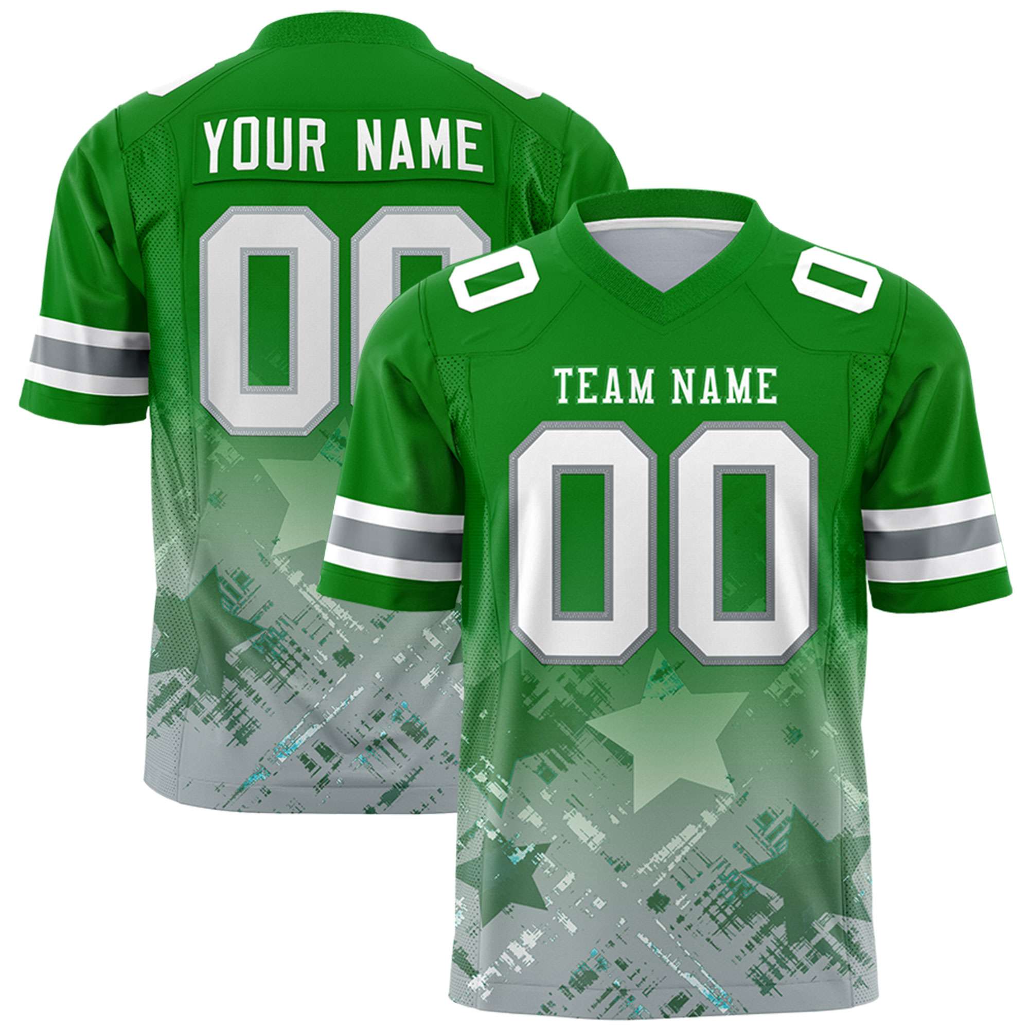 Benutzerdefiniertes Kelly Green Kelly Green personalisiertes Stern-Flaggen-Fußballtrikot