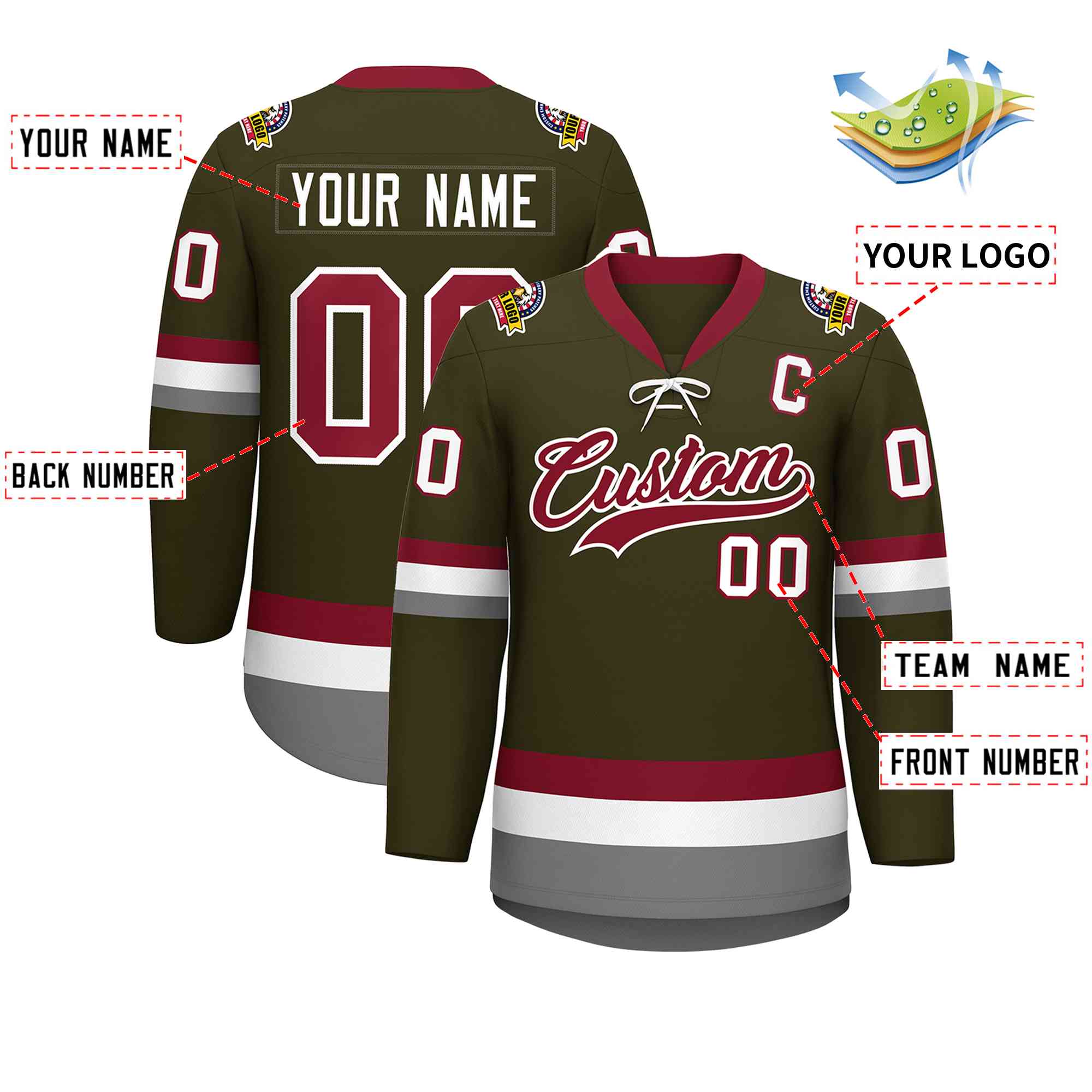 Custom Lace-Up Neck Hockey Jersey