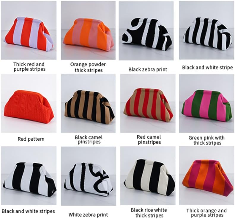 Women's Striped Knit Clutch Colorful Dumpling Purse Evening Bag Women's Striped Knit Clutch Colorful Dumpling Purse Evening Bag