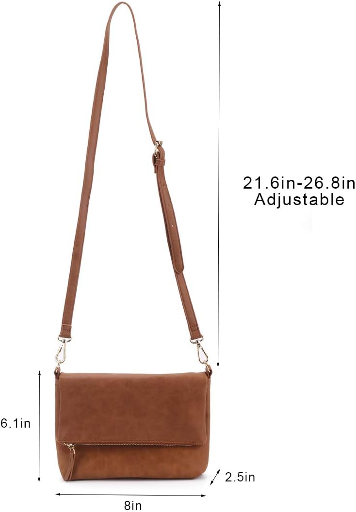 Women's Flap Crossbody Purse Vegan Suede with Adjustable Strap