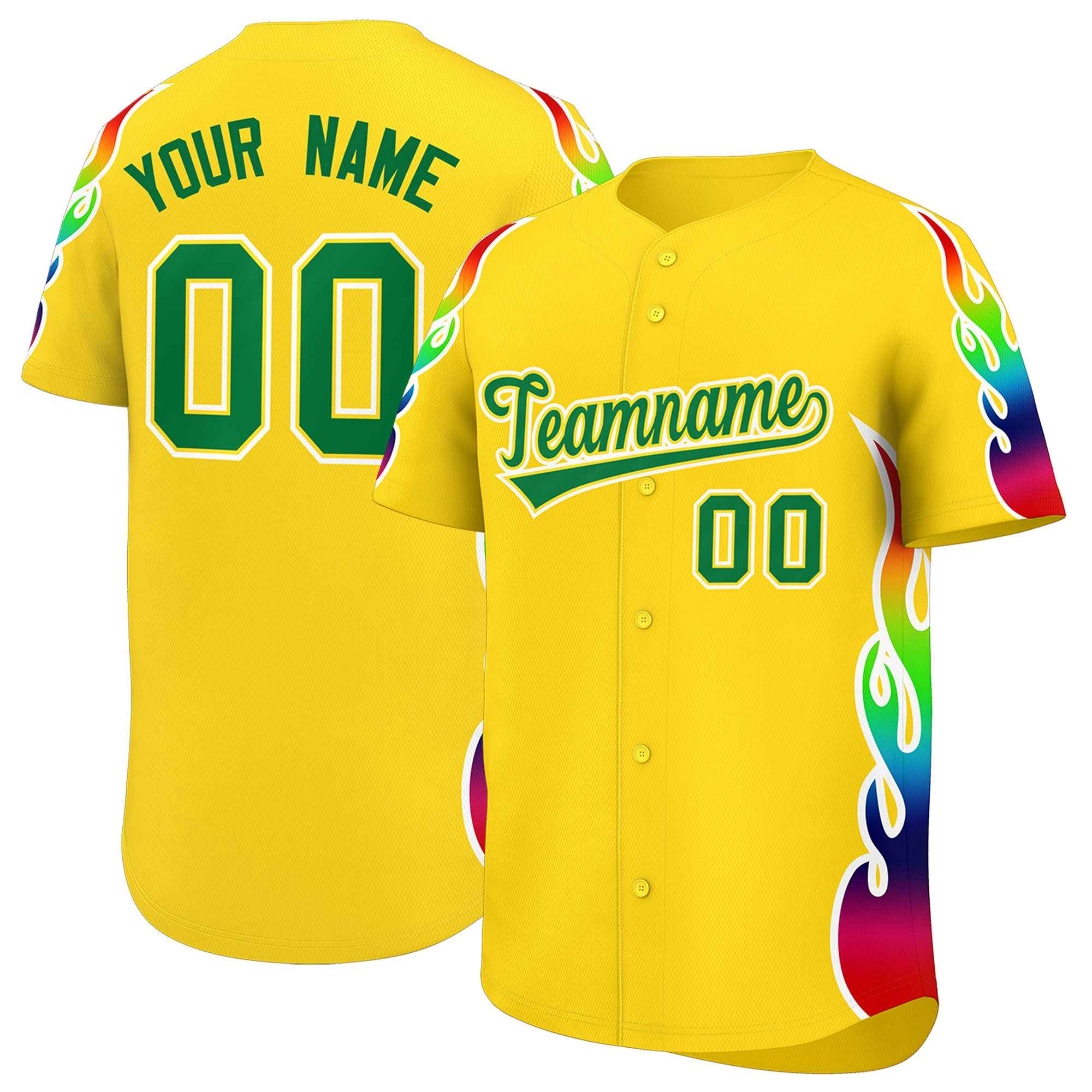 Benutzerdefiniertes Graffiti-Muster, personalisierter mehrfarbiger Flammendruck, authentisches Baseball-Trikot