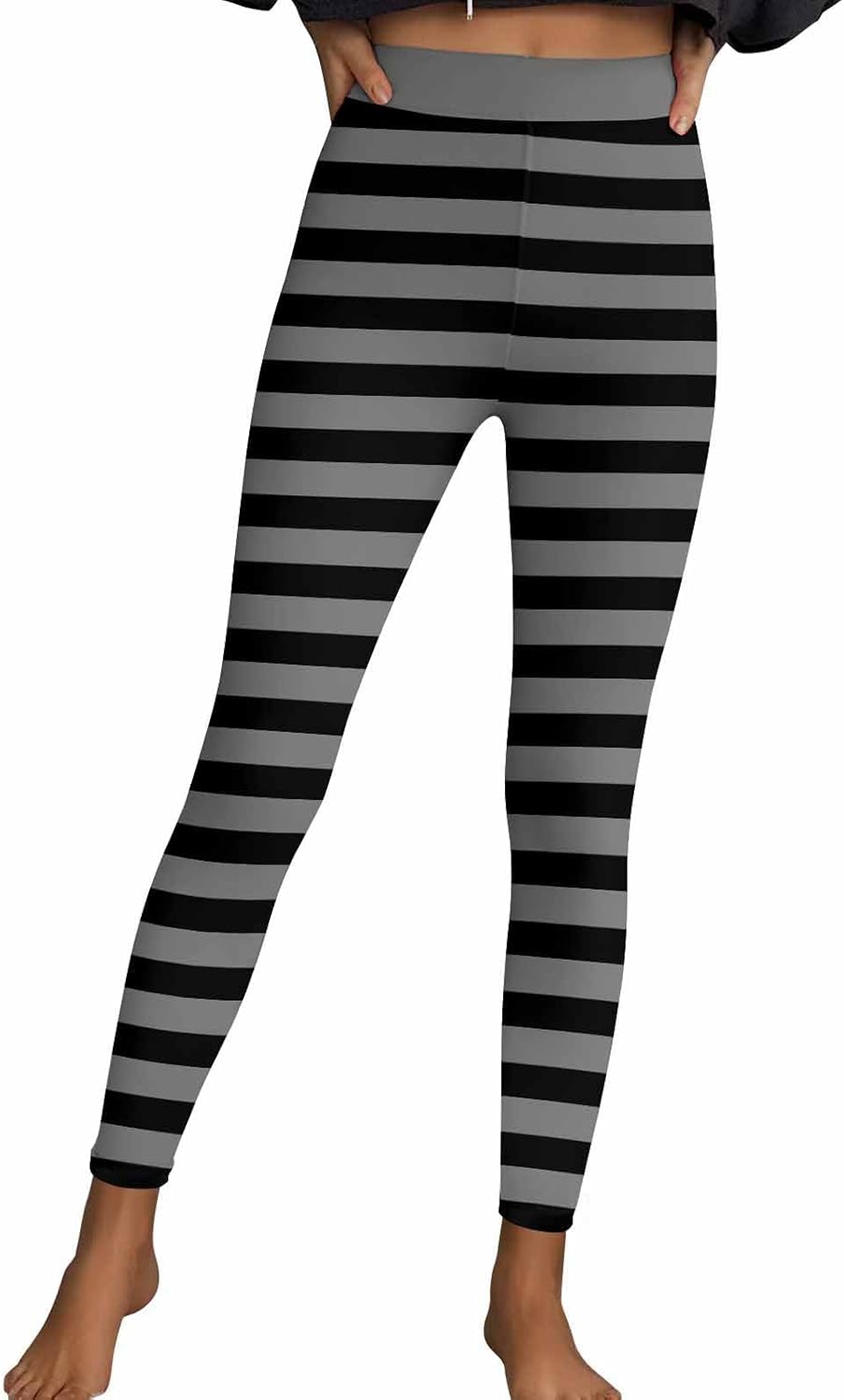 Striped Leggings for Women Halloween Yoga Pants High Waisted Tummy Control Activewear Workout Leggings