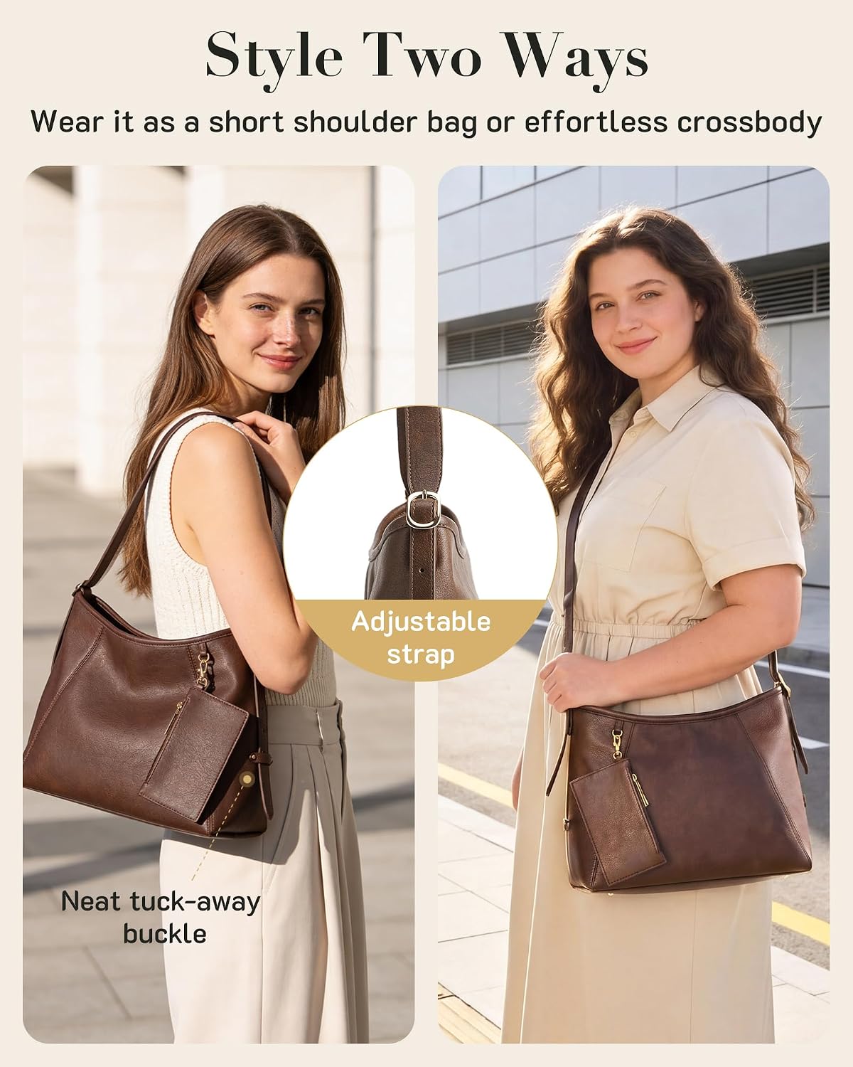 Women's PU Leather Tote Bag 2-Piece Set