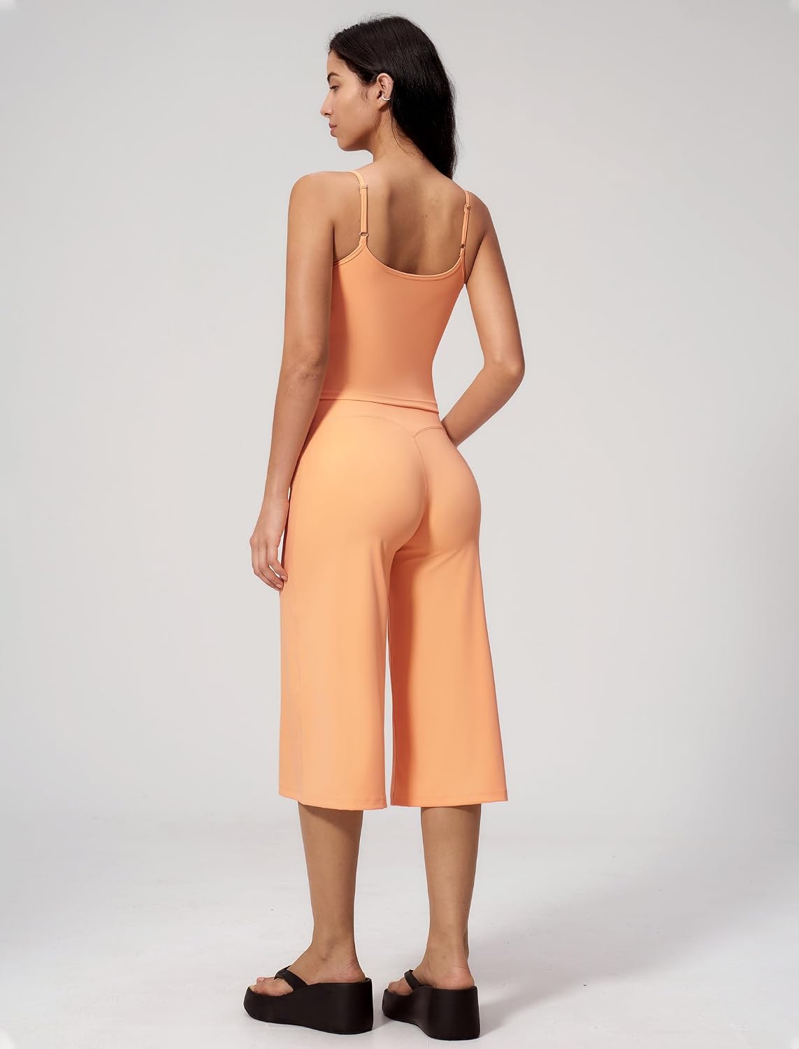 Women's Spaghetti Strap Tank and Capri Pants Set Peach