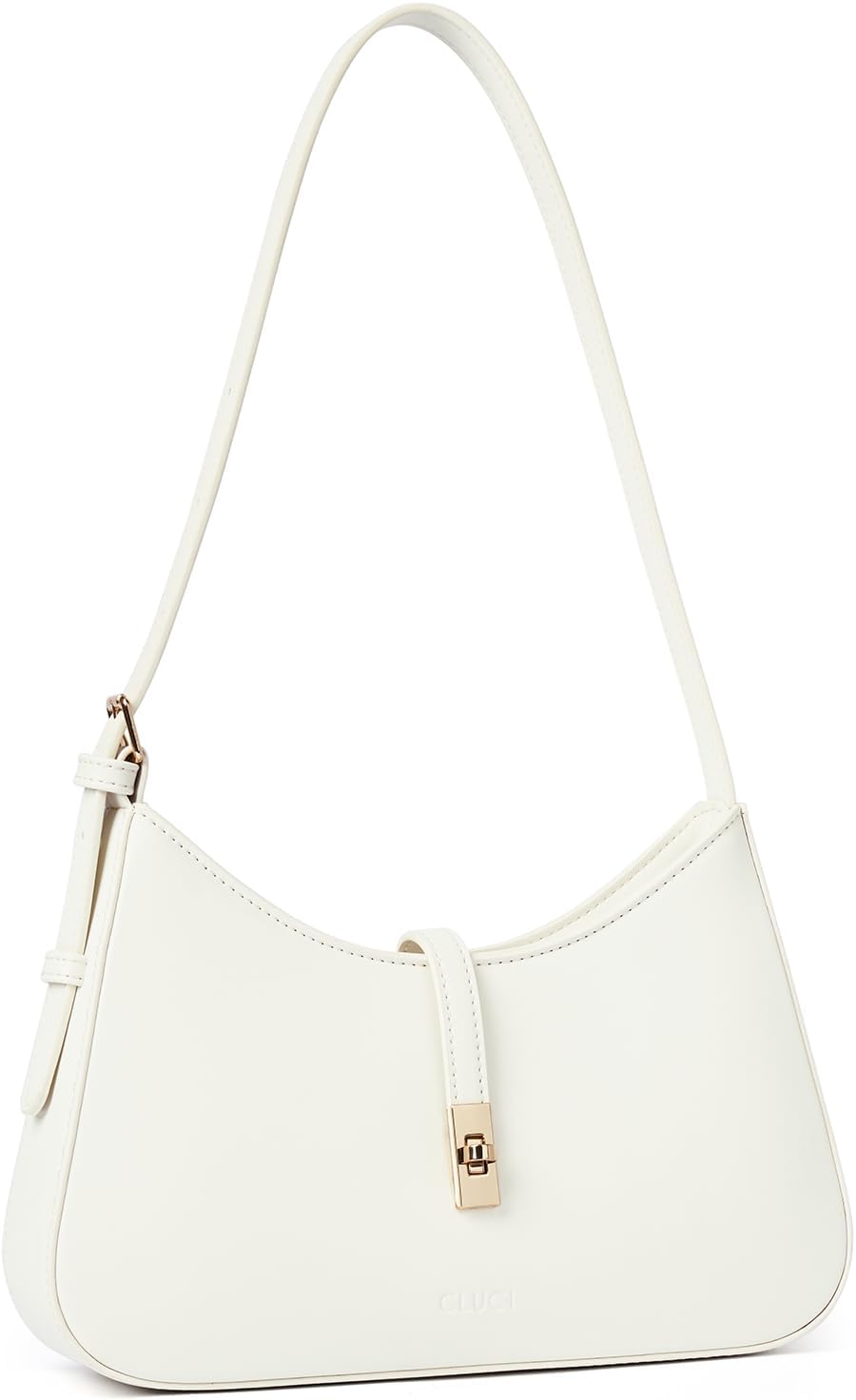 Women's White Vegan Leather Crescent Shoulder Bag
