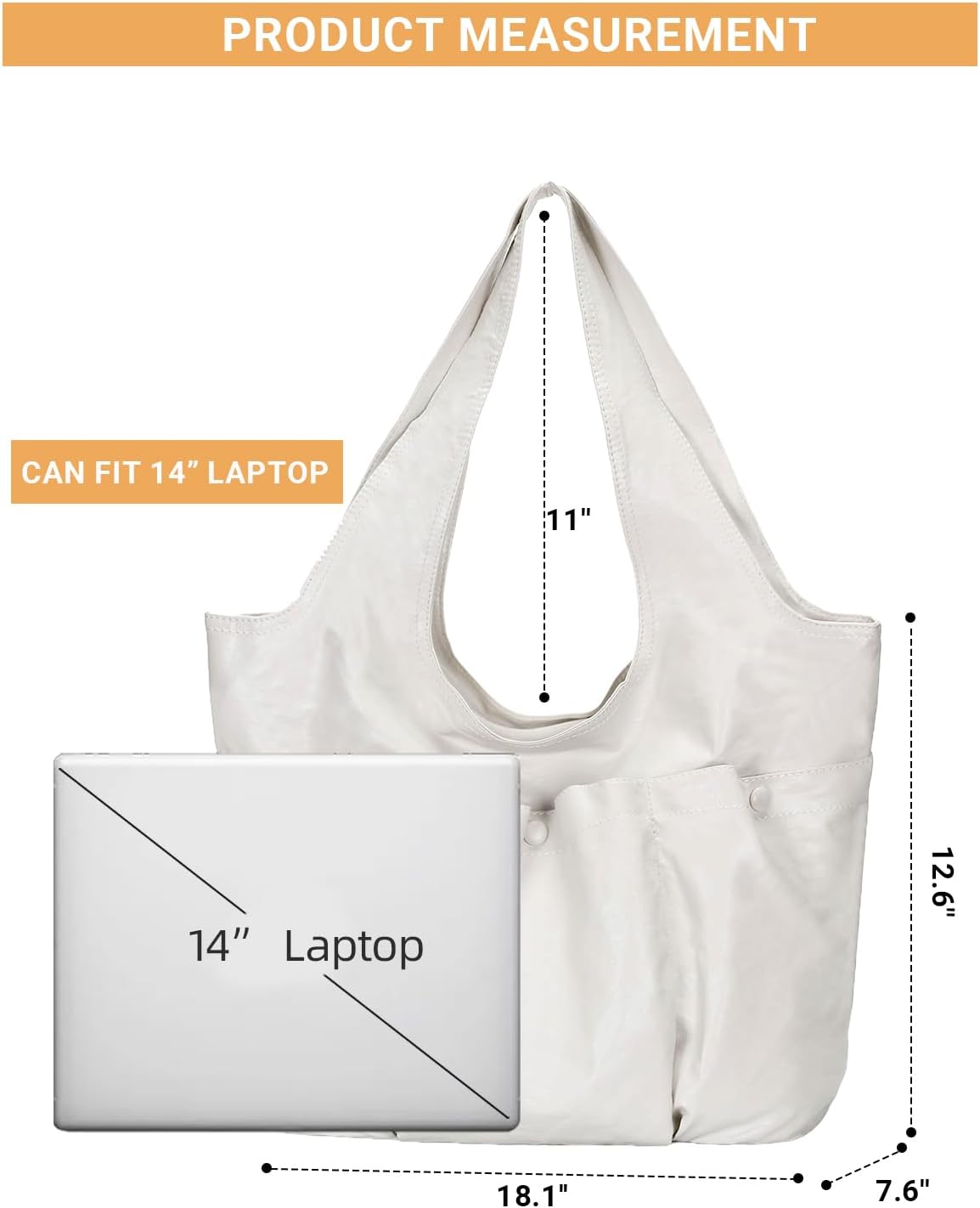 Women's Vegan Leather Hobo Tote with 6 External Pockets