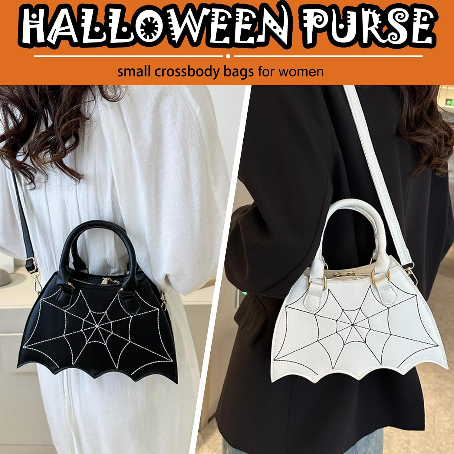 Women's Spiderweb Bat Wing Shoulder Bag Halloween Purse Women's Spiderweb Bat Wing Shoulder Bag Halloween Purse