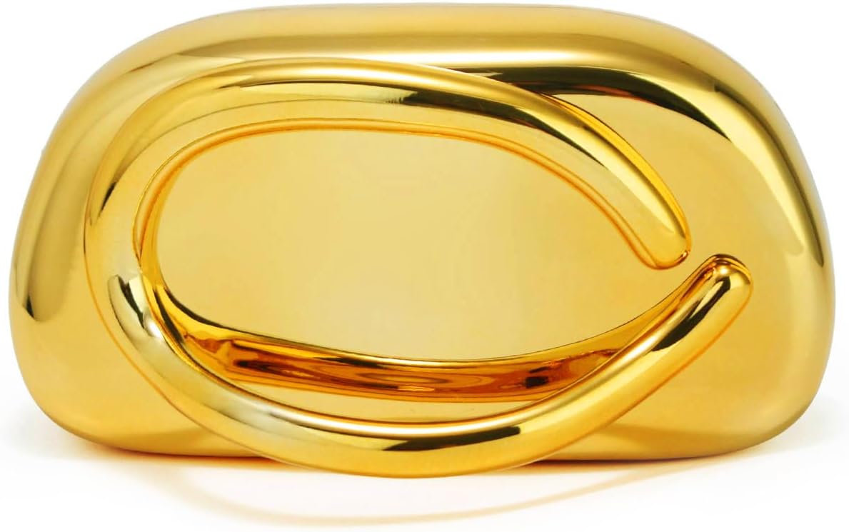 Women's Gold Acrylic Clutch with Metal Handle and Chain