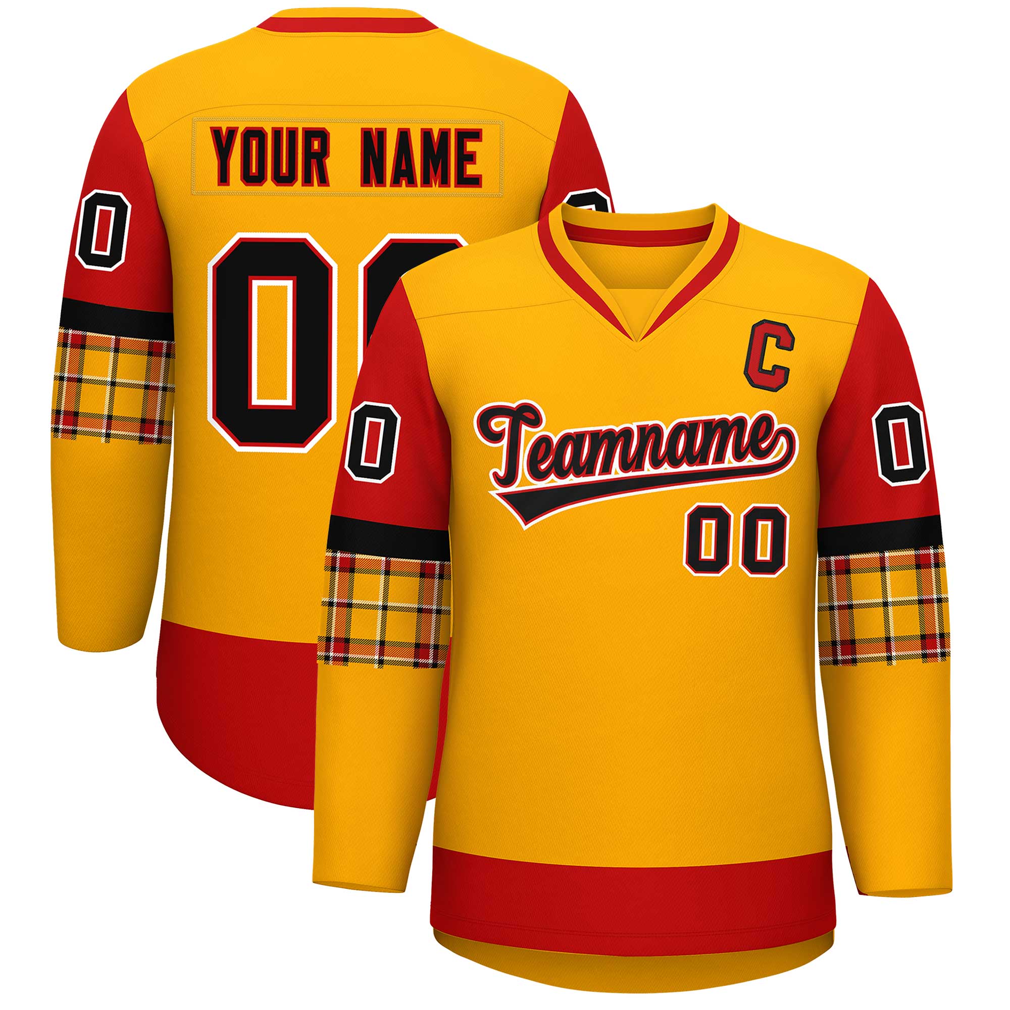Custom Personalized Raglan Sleeves V-Neck Hockey Jersey