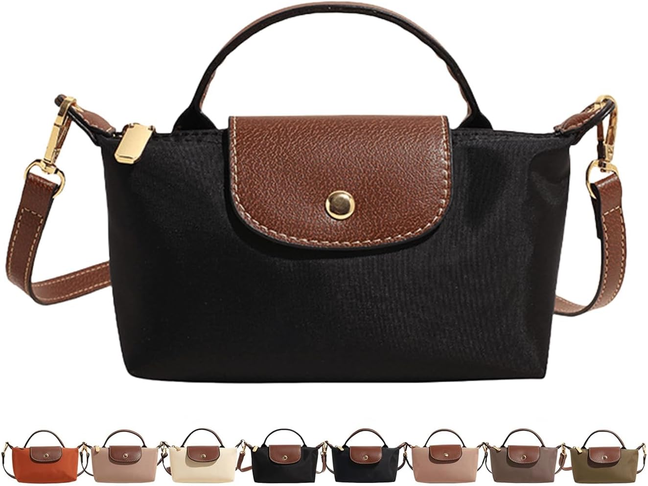 Women's Black Nylon Mini Crossbody Bag Top Handle