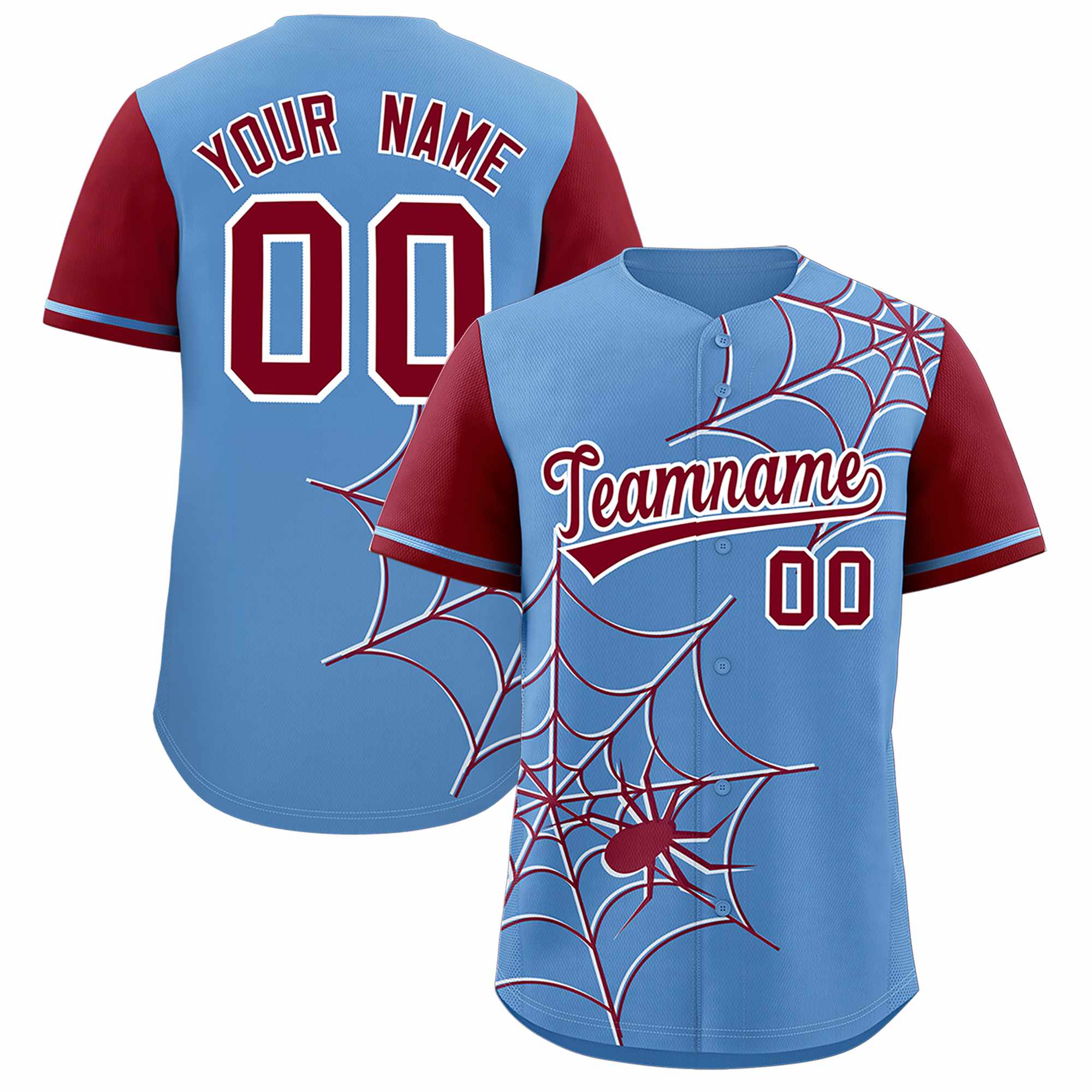 Benutzerdefiniertes Spinnennetz-Muster, Raglanärmel, authentisches Baseball-Trikot