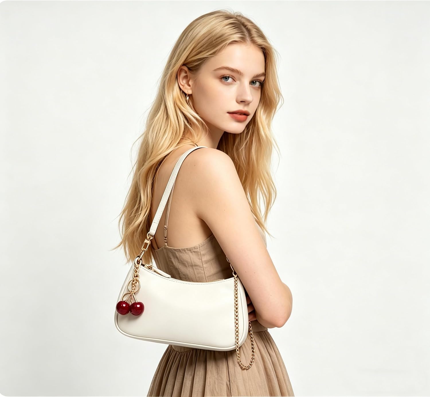 Women's PU Cherry Charm Shoulder Bag
