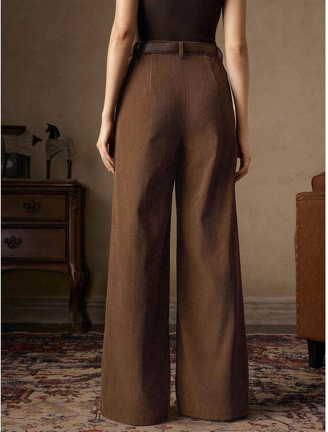 Women Baggy Casual Pants Wide Leg High Waist Trousers Daily Comfortable with Pockets Design